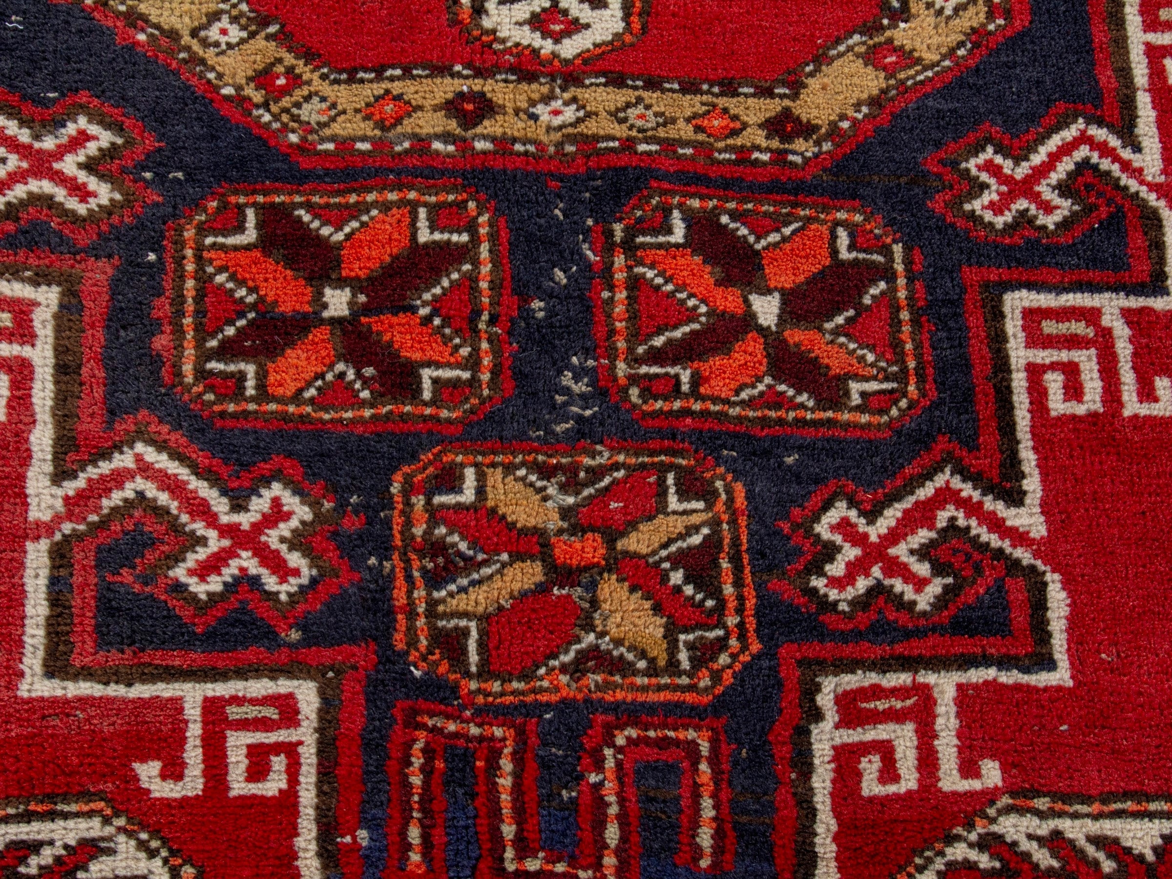 Persian Azerbaijan runner rug in deep red and cream, view 12 of 20