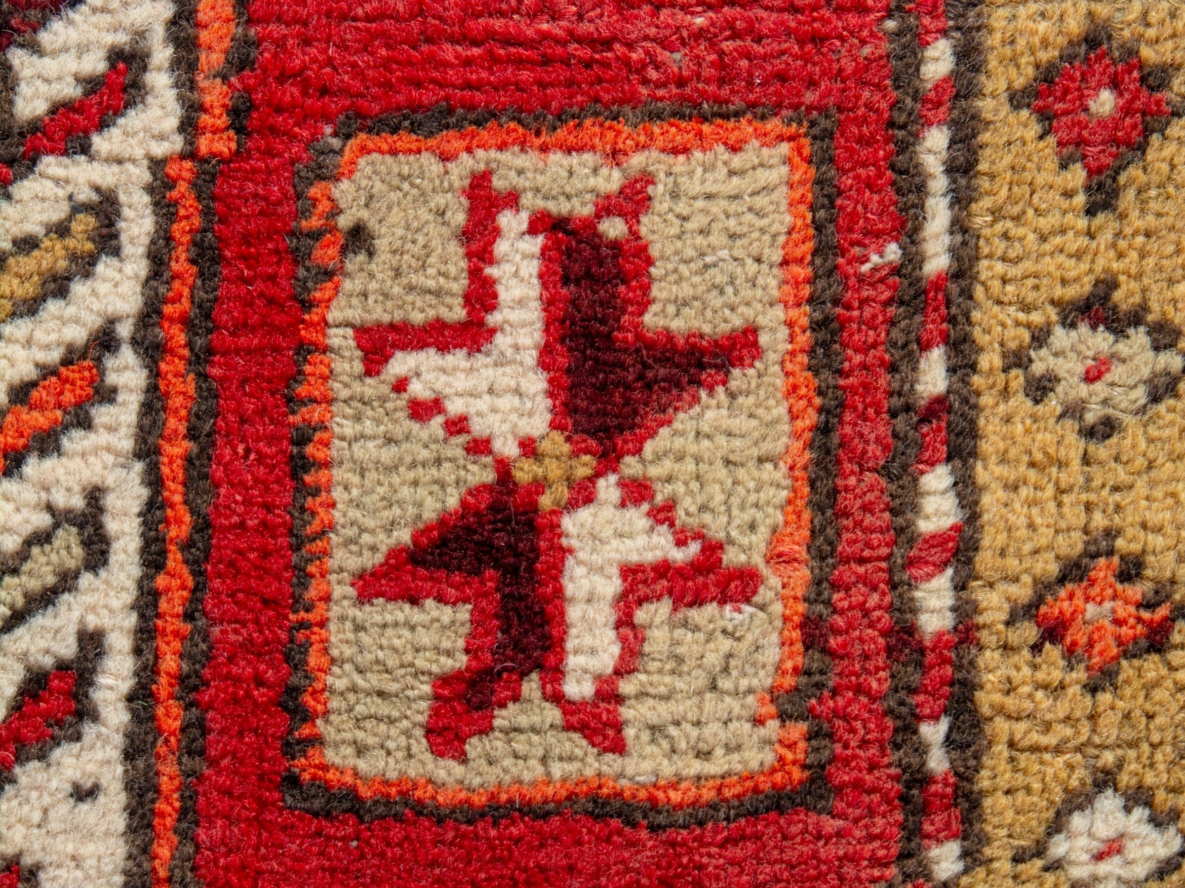 Persian Azerbaijan runner rug in deep red and cream, view 14 of 20