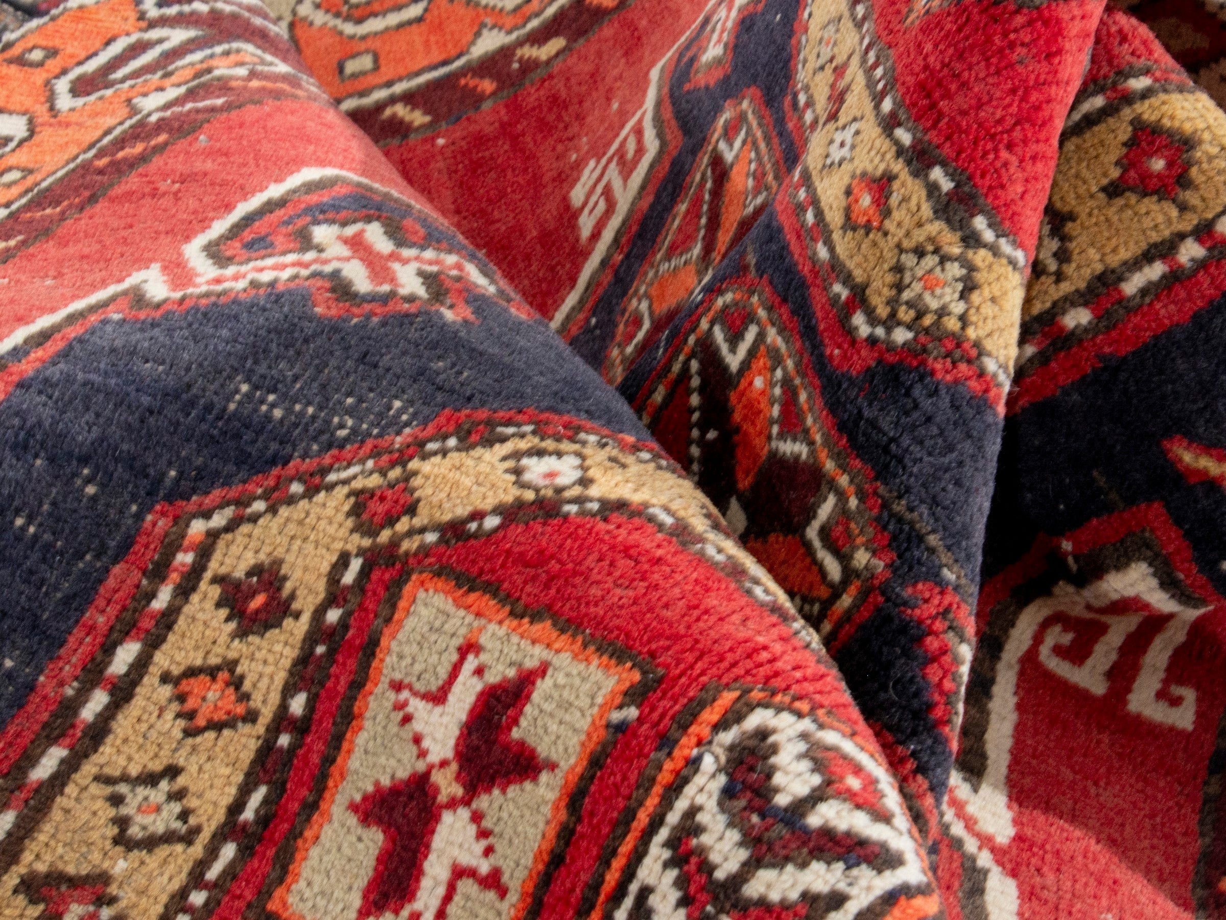 Persian Azerbaijan runner rug in deep red and cream, view 18 of 20