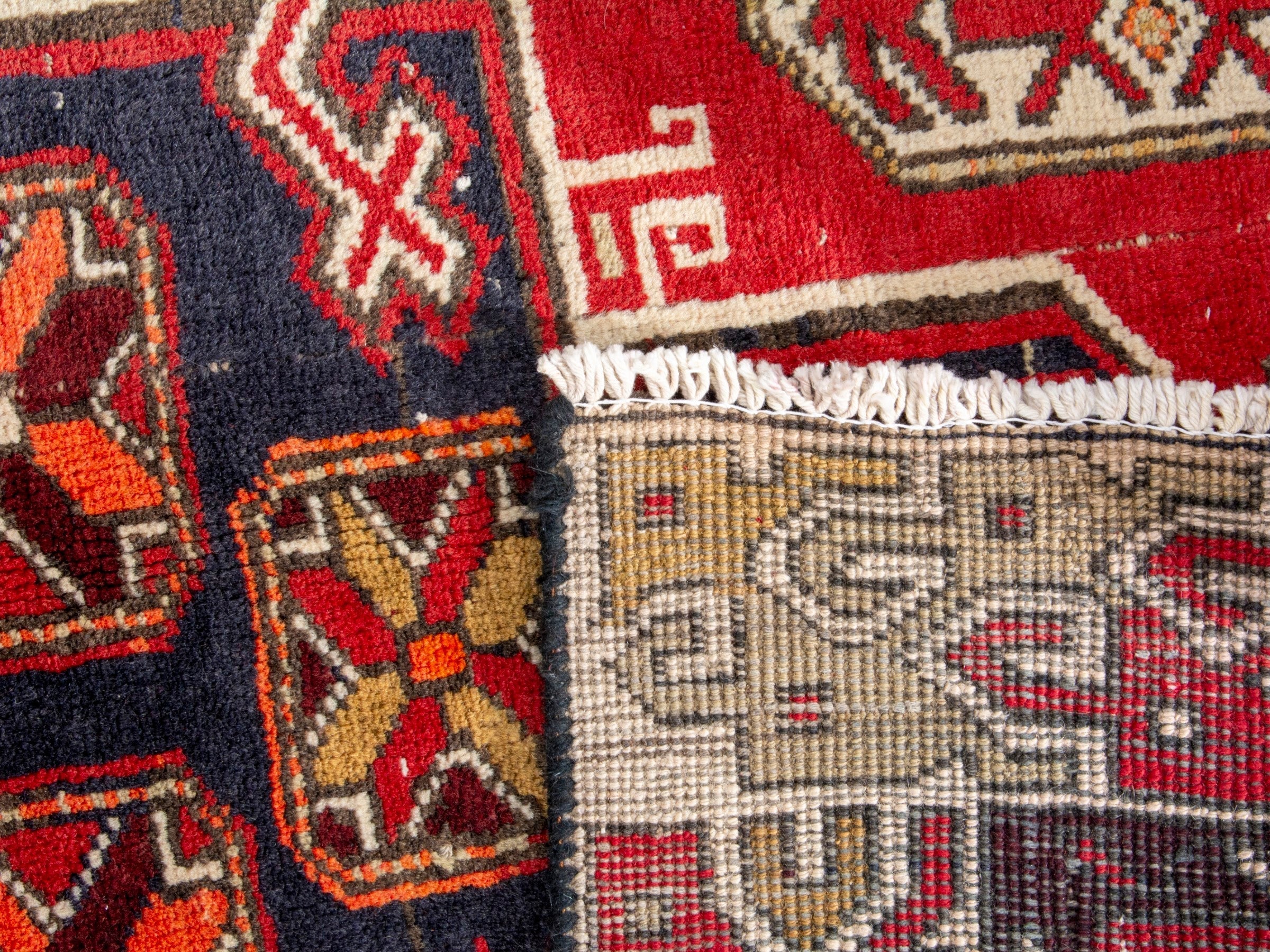 Persian Azerbaijan runner rug in deep red and cream, view 20 of 20