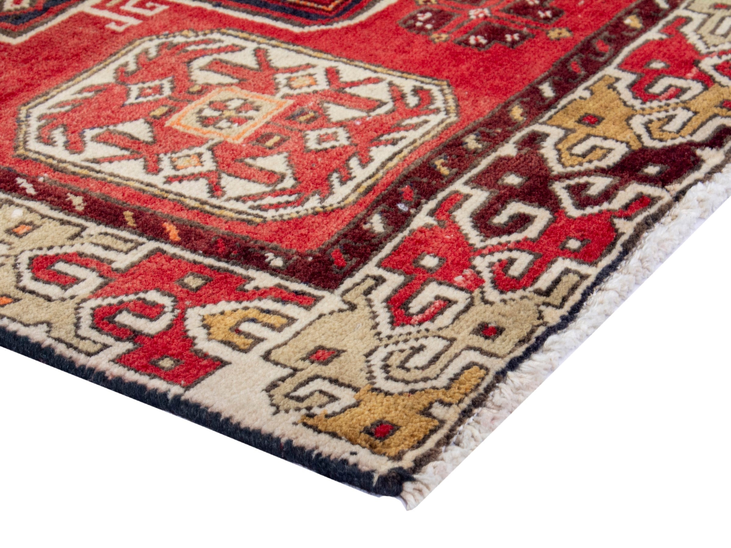 Persian Azerbaijan runner rug in deep red and cream, view 5 of 20