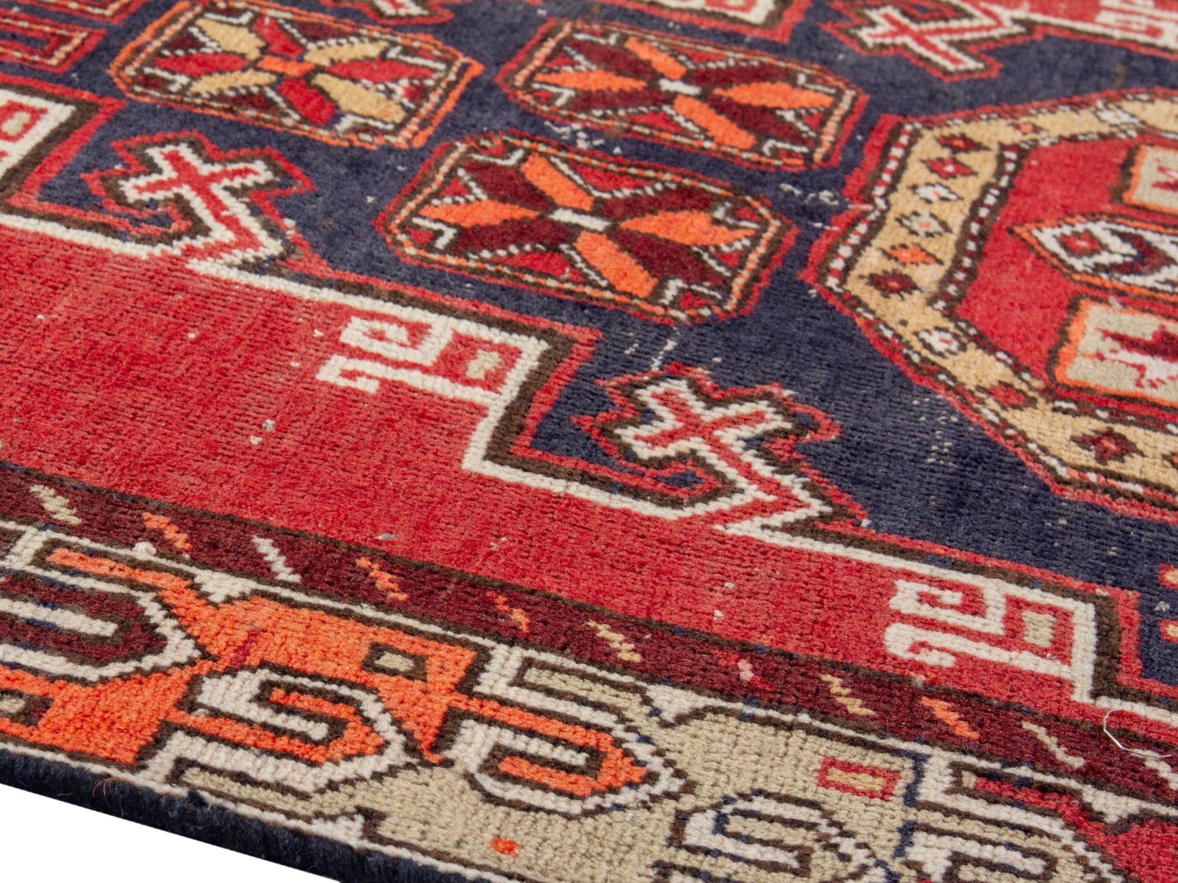 Persian Azerbaijan runner rug in deep red and cream, view 6 of 20