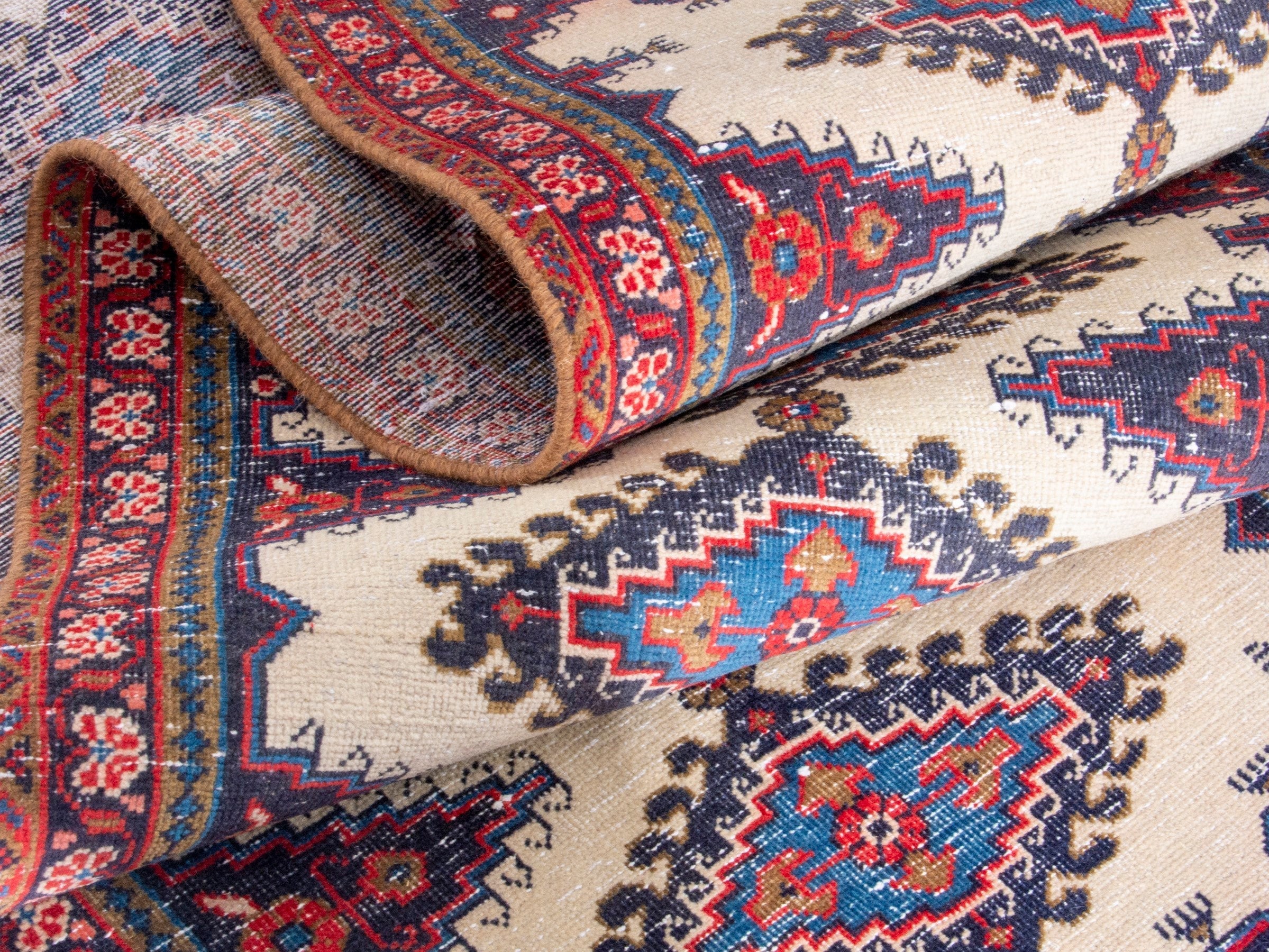 Persian Vist runner rug in ivory and faded red, view 14 of 19