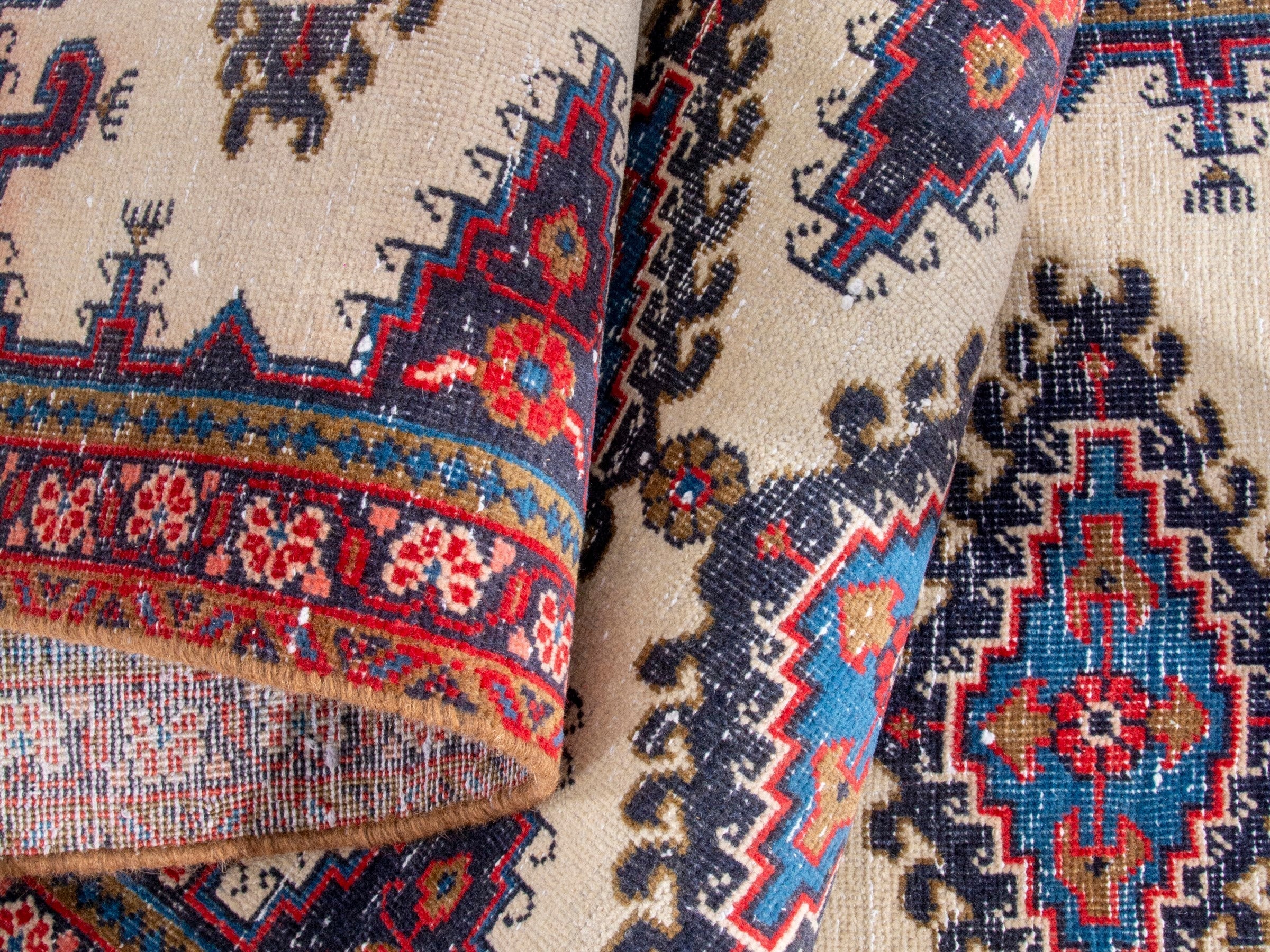 Persian Vist runner rug in ivory and faded red, view 15 of 19