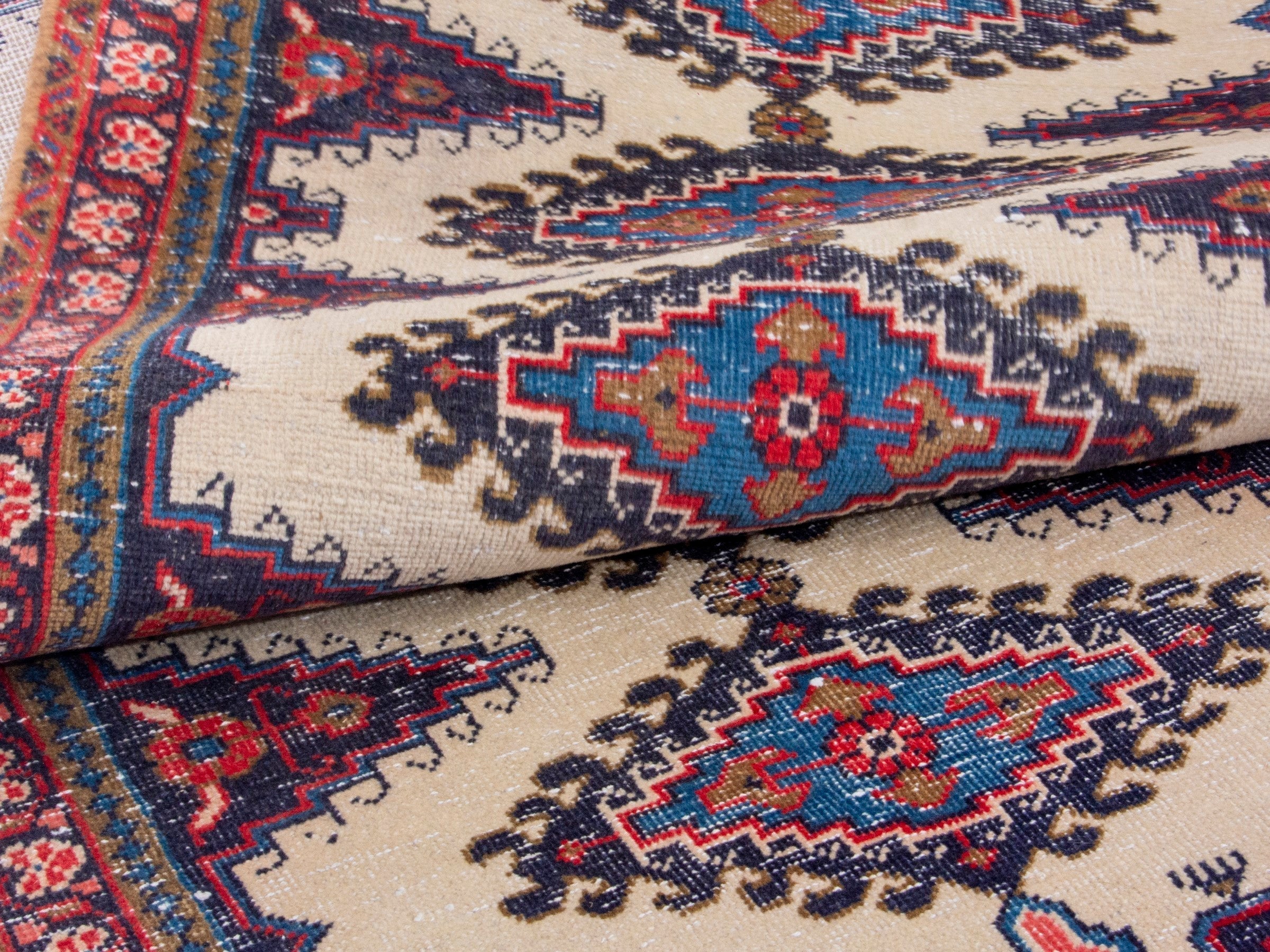 Persian Vist runner rug in ivory and faded red, view 16 of 19