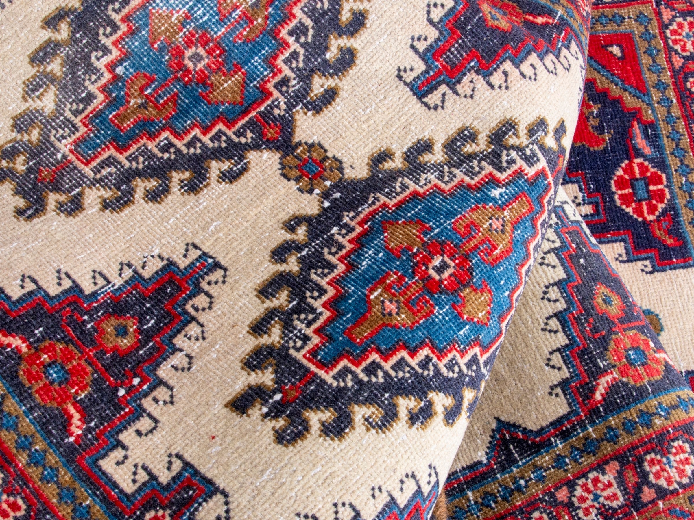 Persian Vist runner rug in ivory and faded red, view 17 of 19