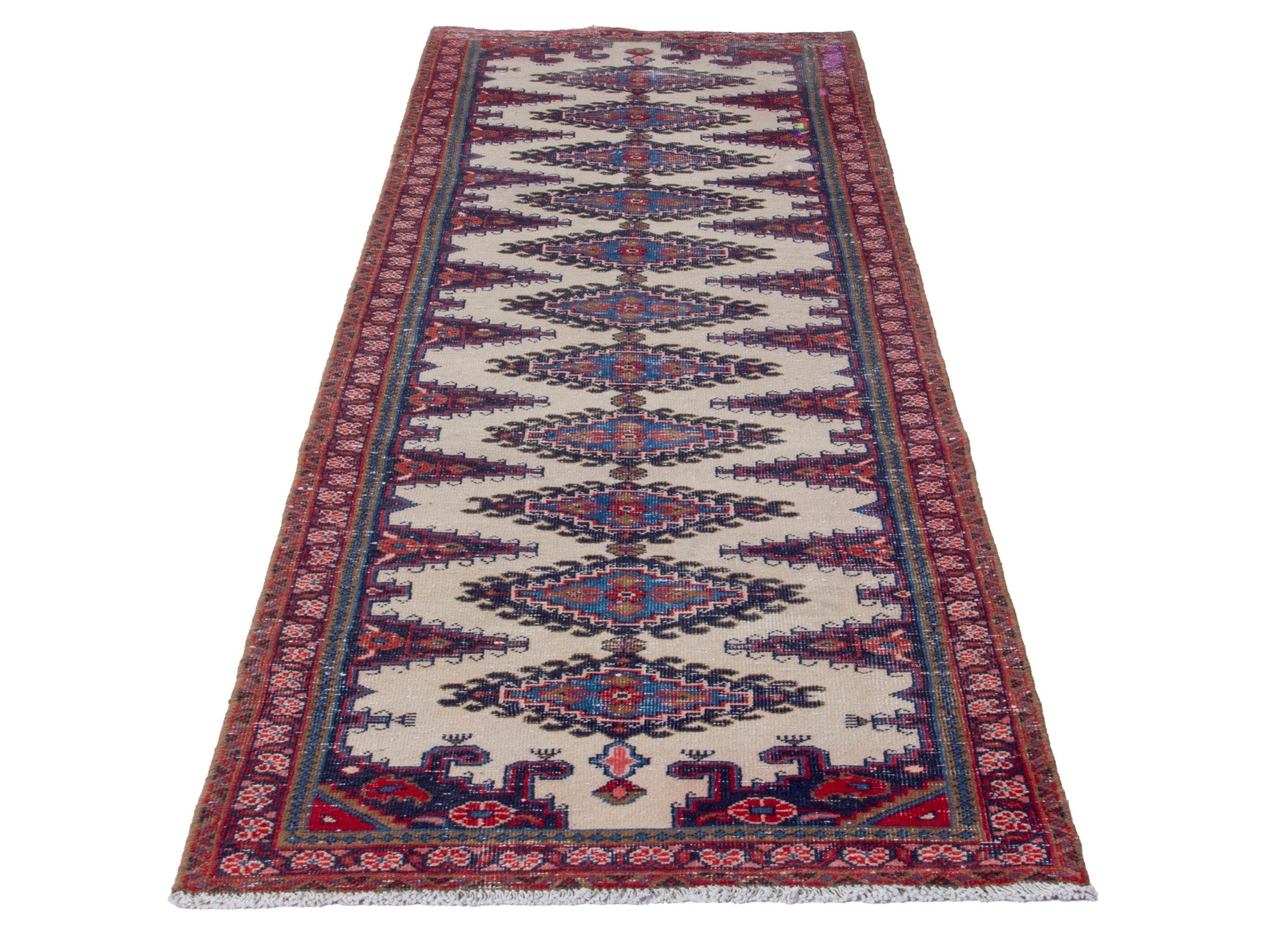 Persian Vist runner rug in ivory and faded red, view 2 of 19