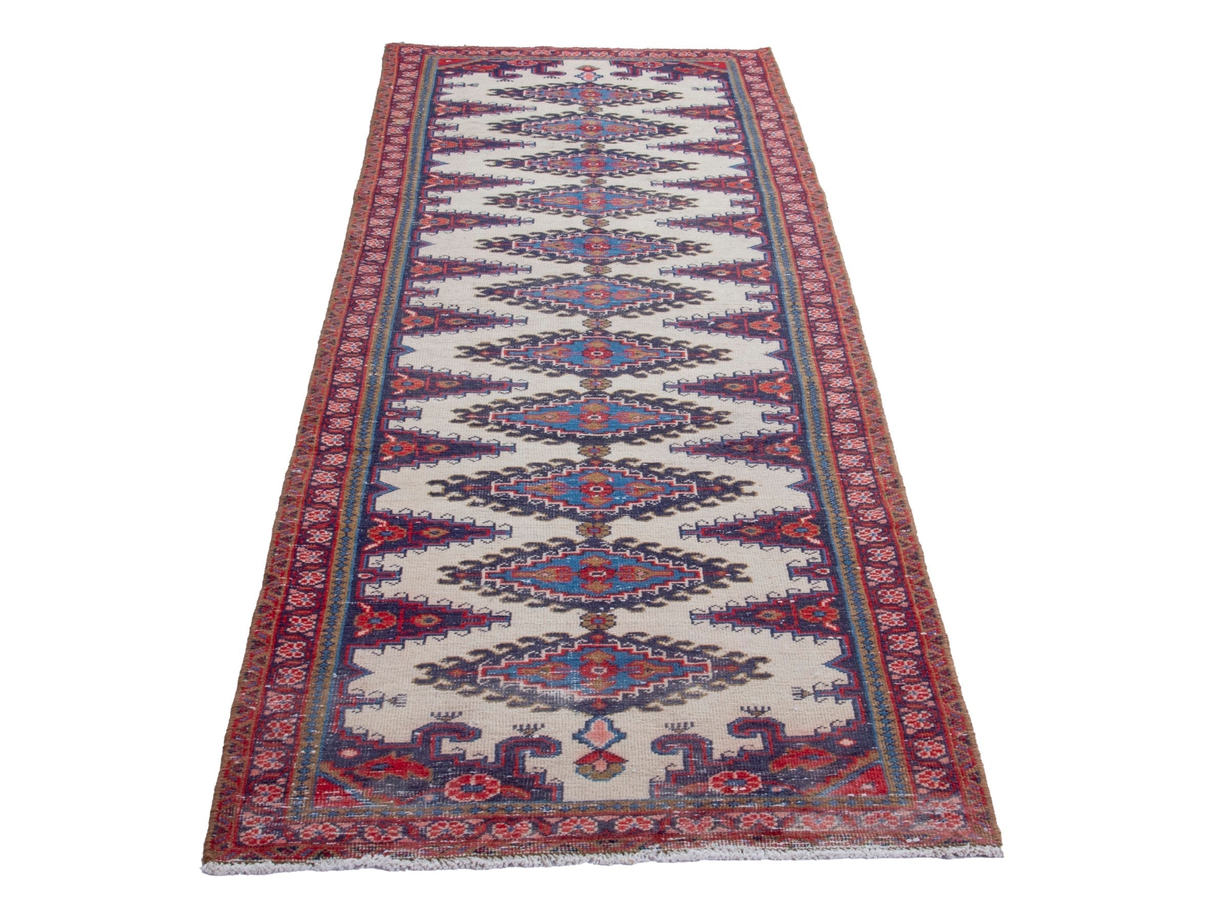 Persian Vist runner rug in ivory and faded red, view 3 of 19