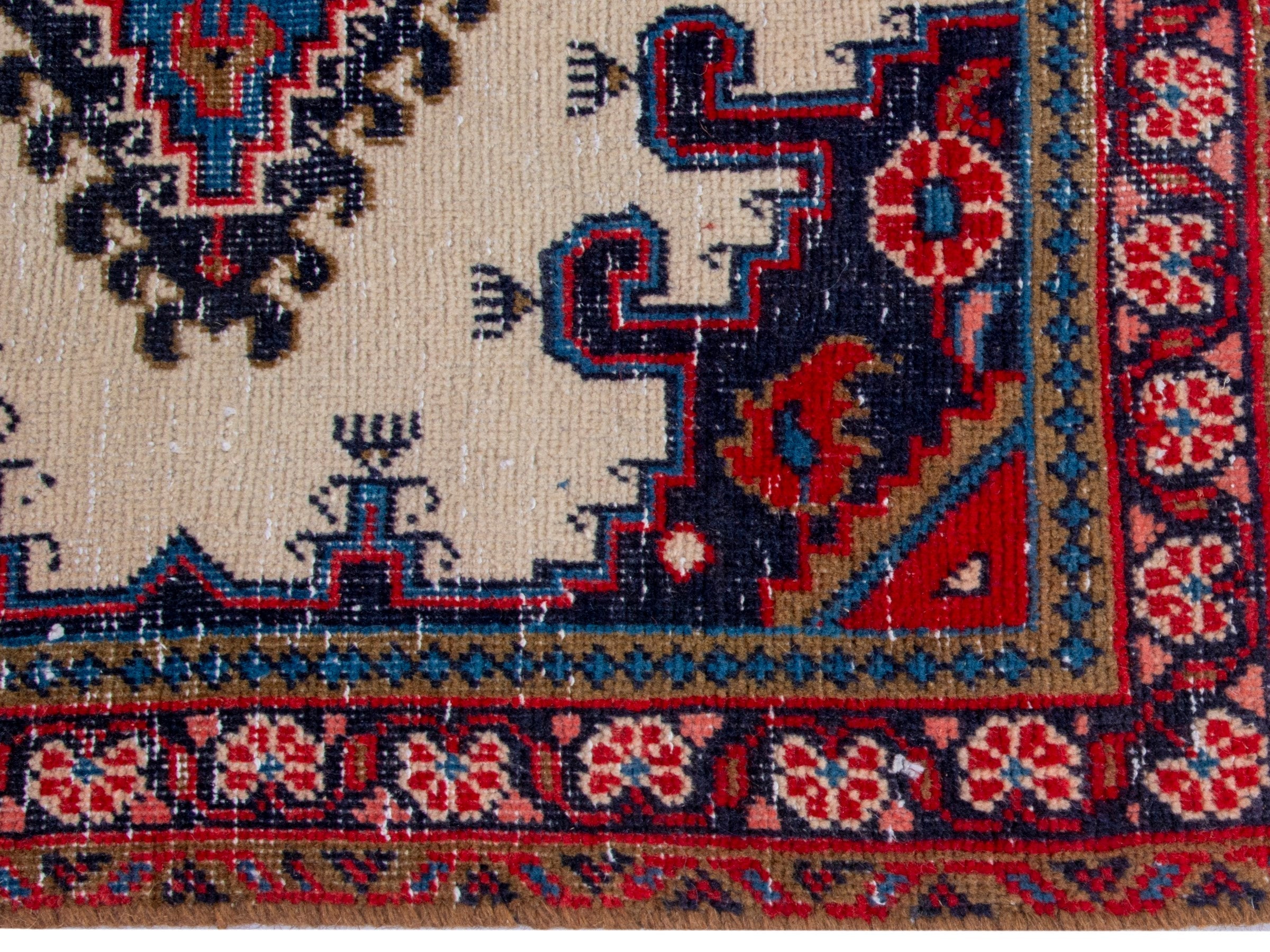 Persian Vist runner rug in ivory and faded red, view 10 of 19