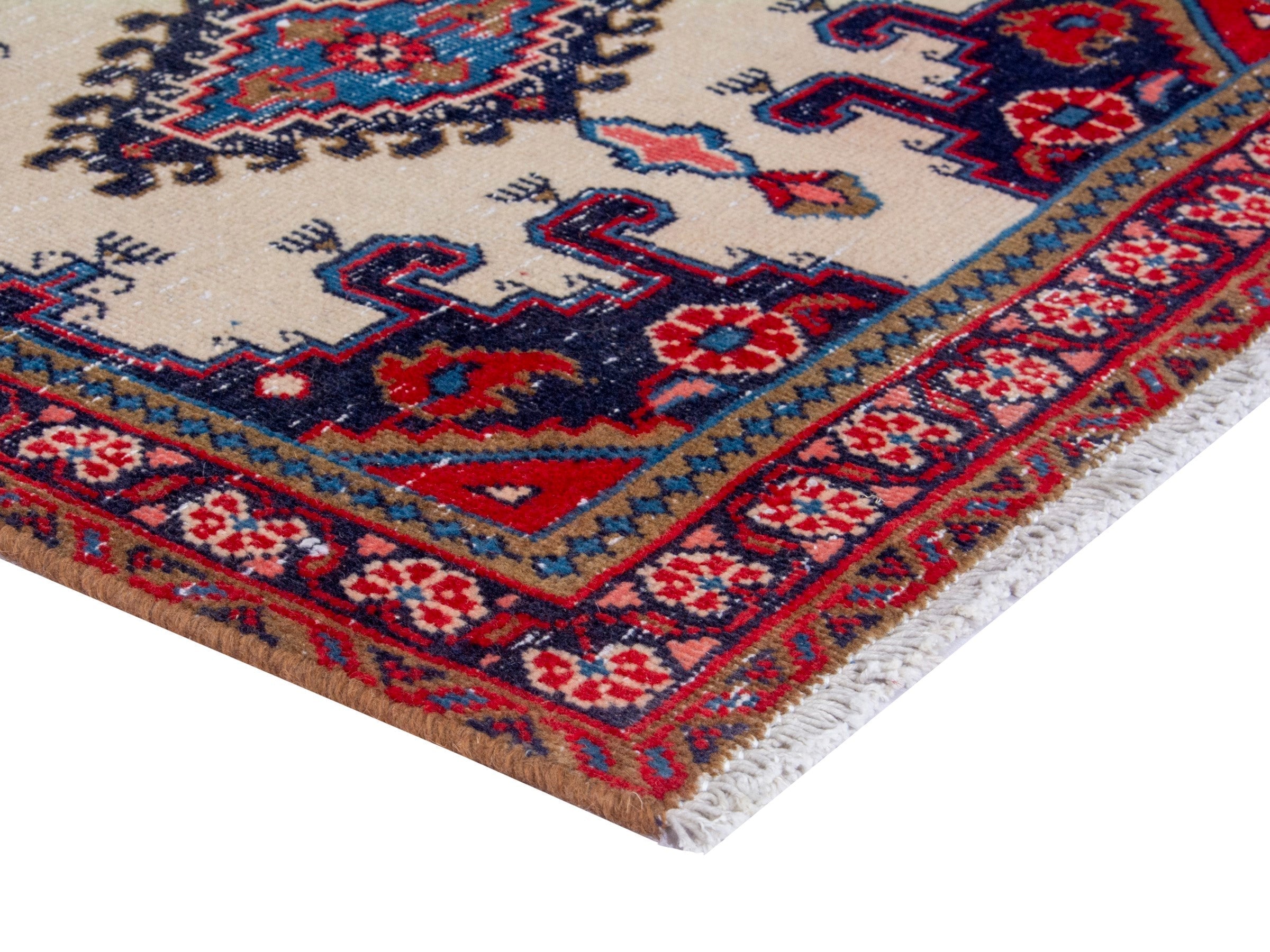Persian Vist runner rug in ivory and faded red, view 5 of 19