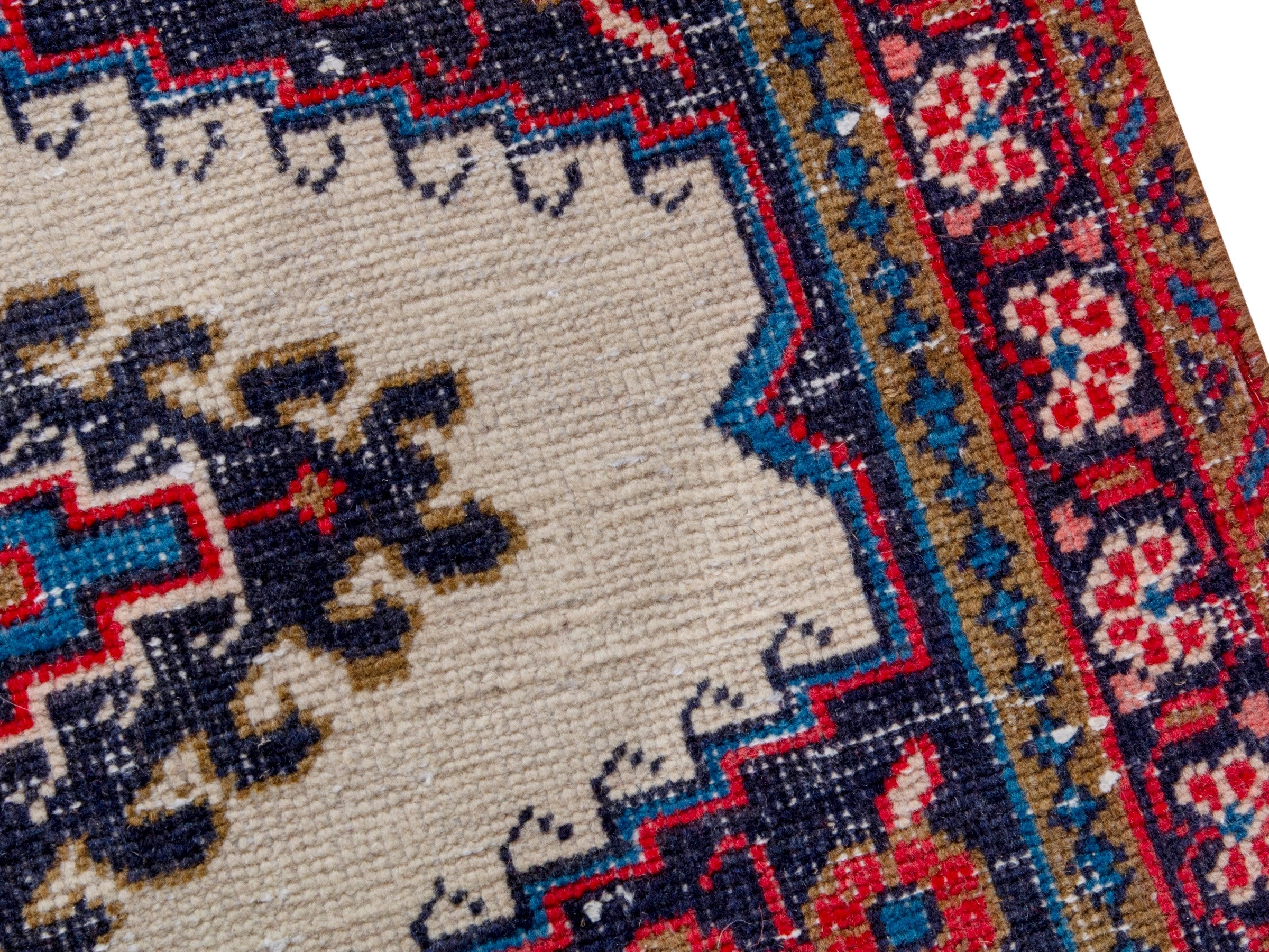 Persian Vist runner rug in ivory and faded red, view 9 of 19