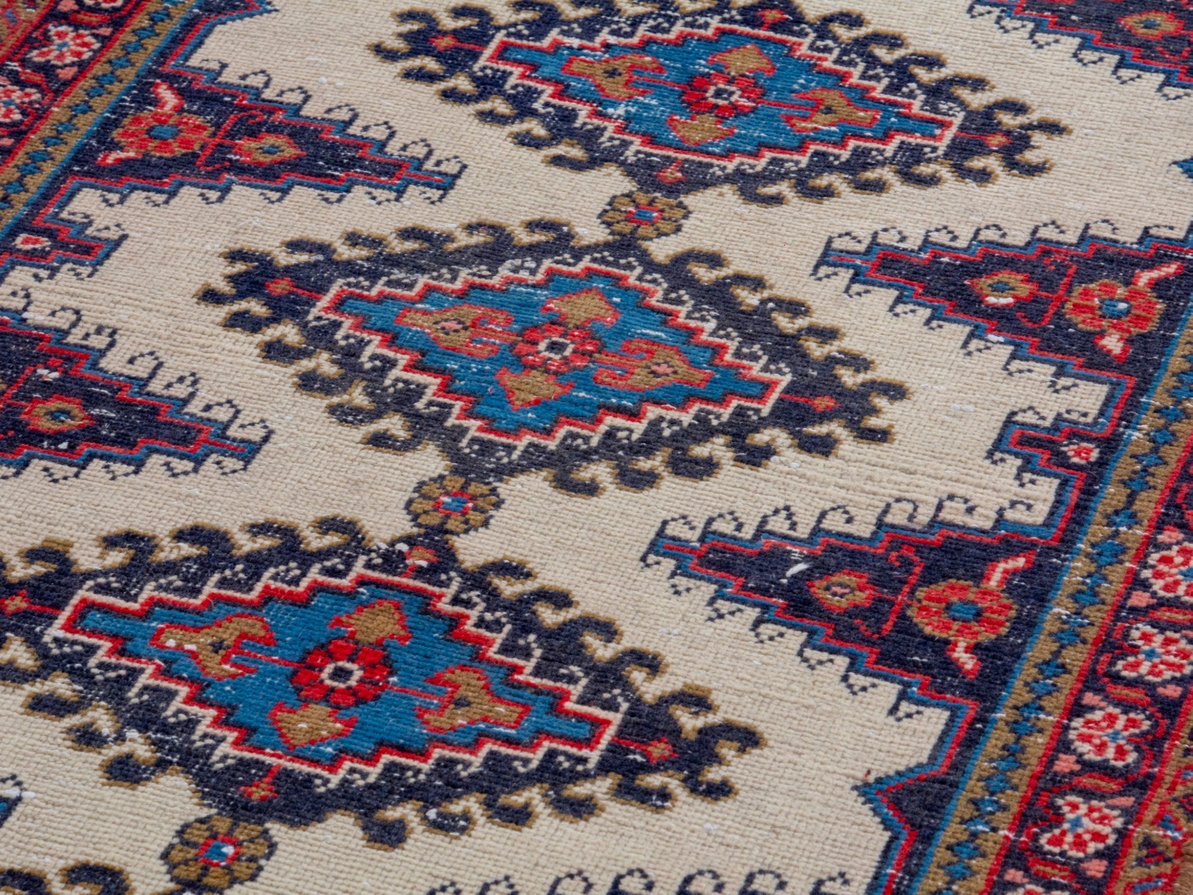 Persian Vist runner rug in ivory and faded red, view 7 of 19