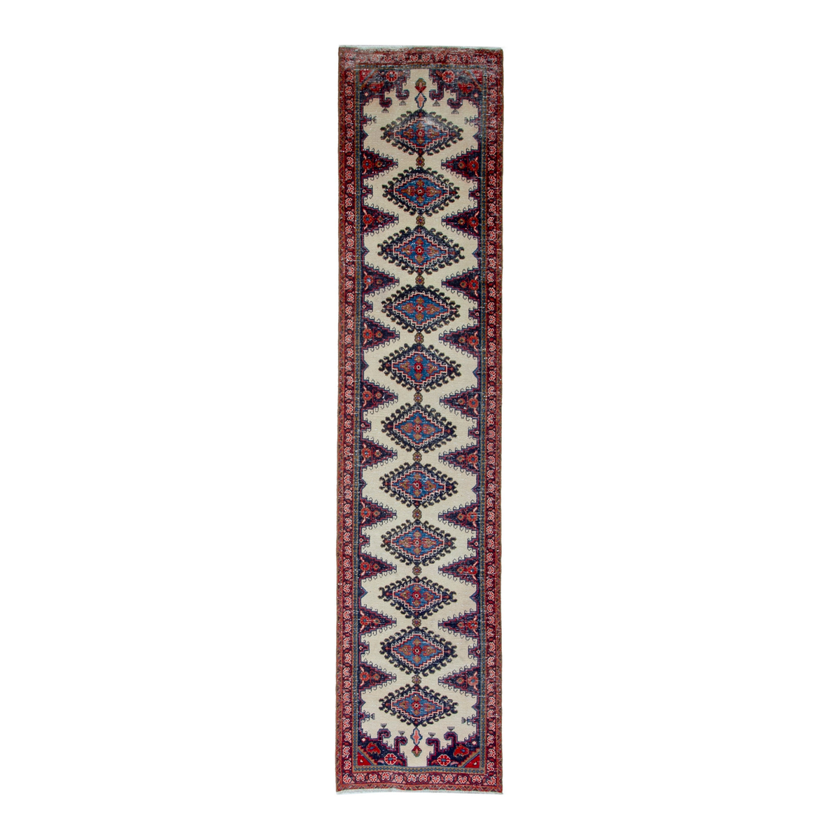 Persian Vist runner rug in ivory and faded red, 2'7" x 10'11"