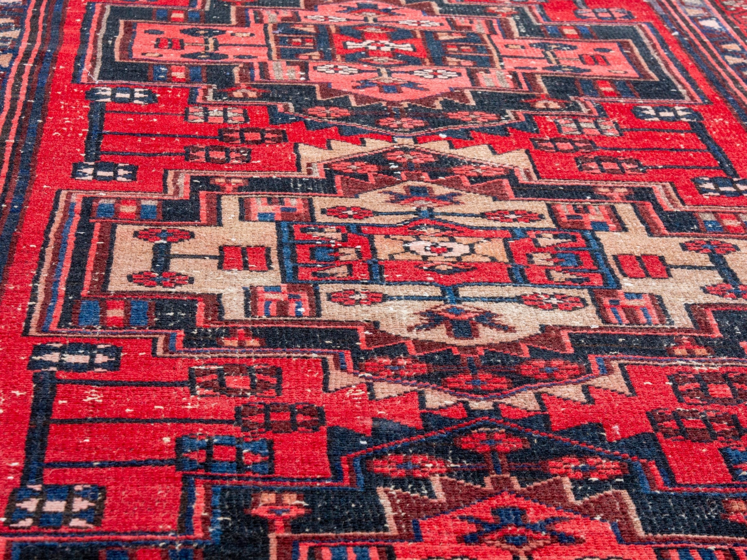 Persian Zanjan runner rug in deep red and burgundy, view 8 of 20