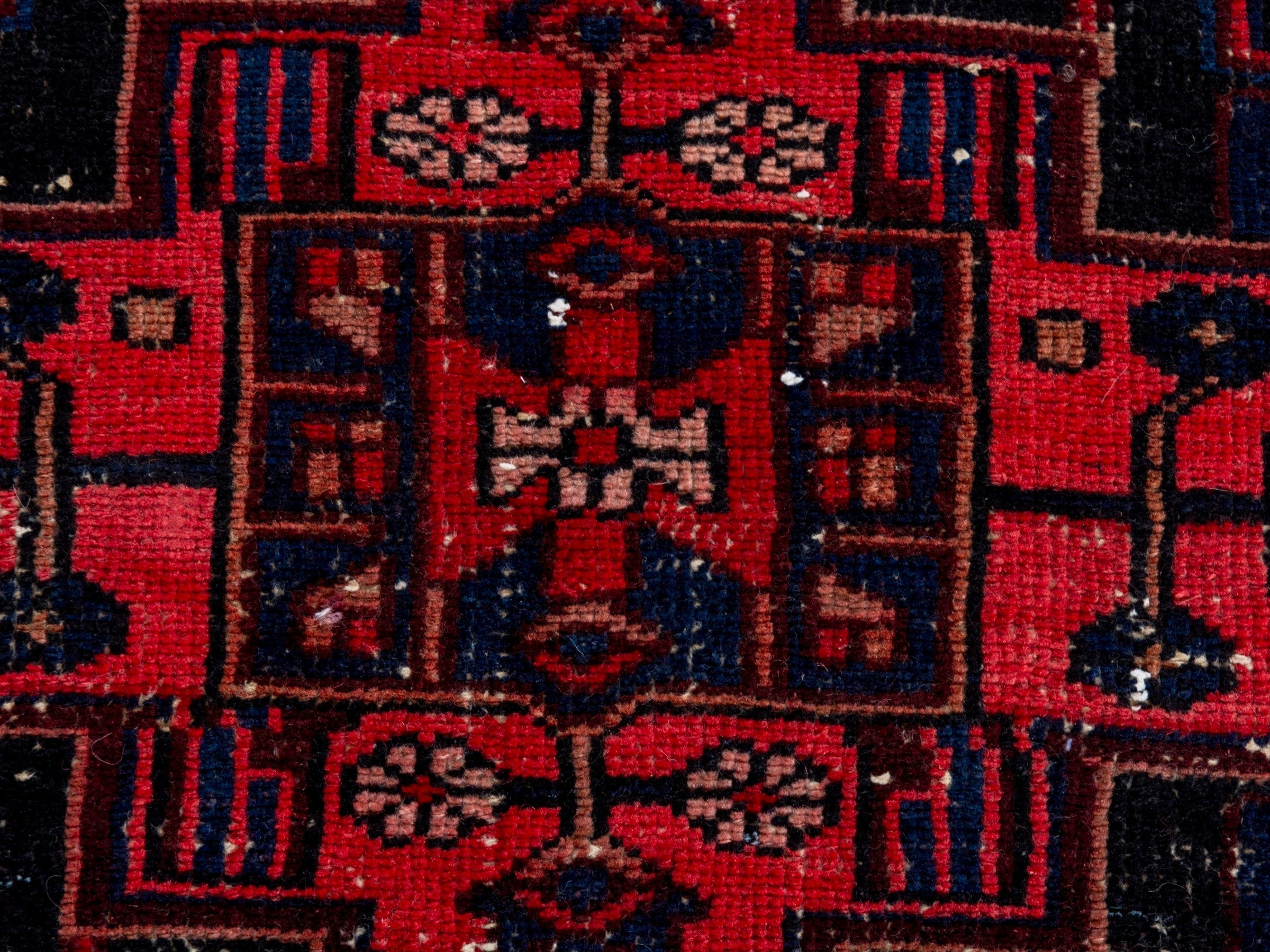 Persian Zanjan runner rug in deep red and burgundy, view 12 of 20