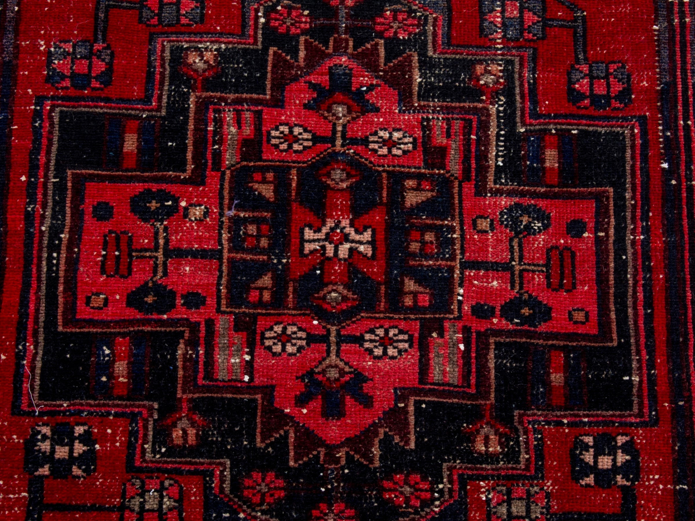 Persian Zanjan runner rug in deep red and burgundy, view 14 of 20