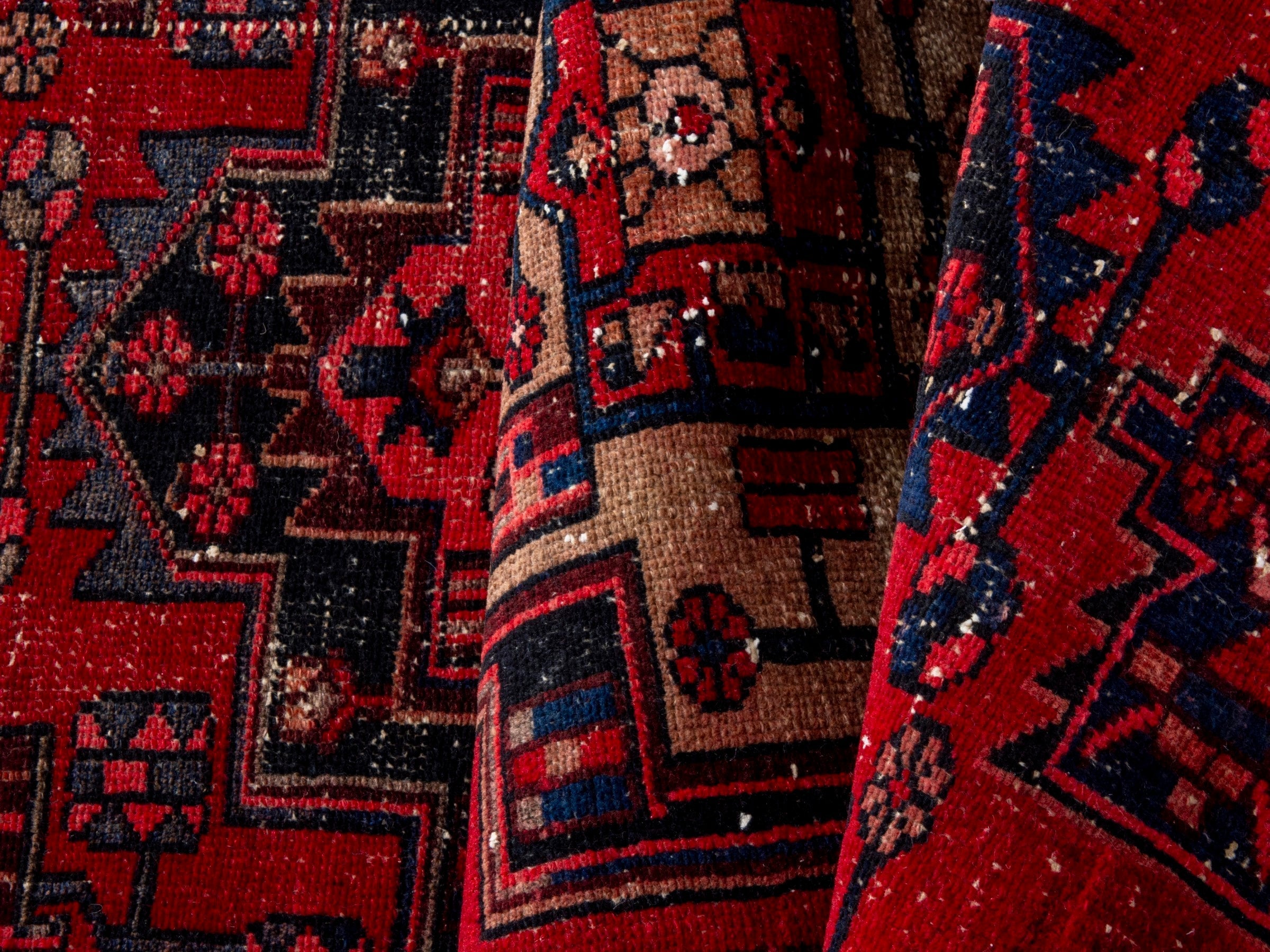 Persian Zanjan runner rug in deep red and burgundy, view 16 of 20