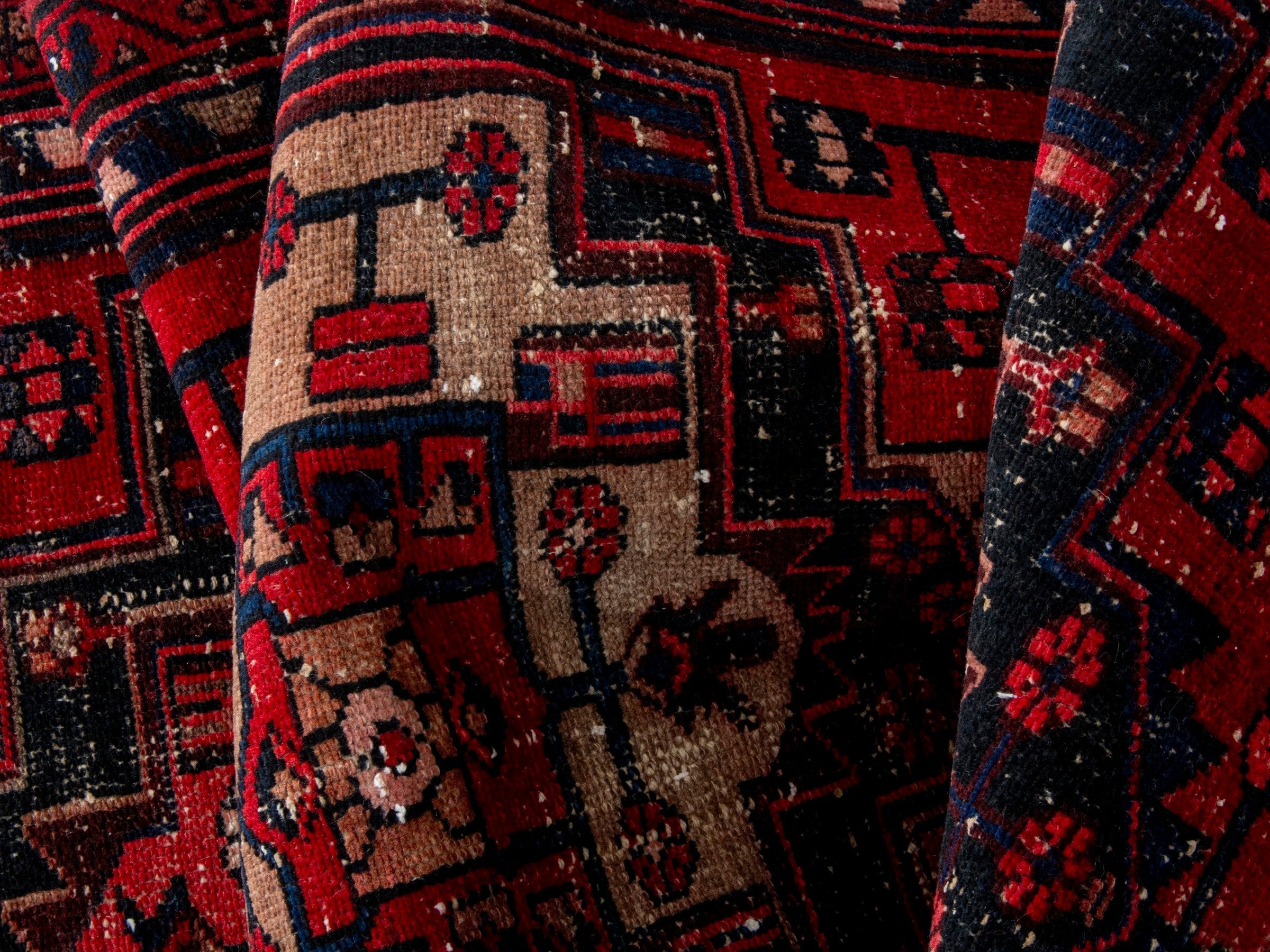 Persian Zanjan runner rug in deep red and burgundy, view 17 of 20