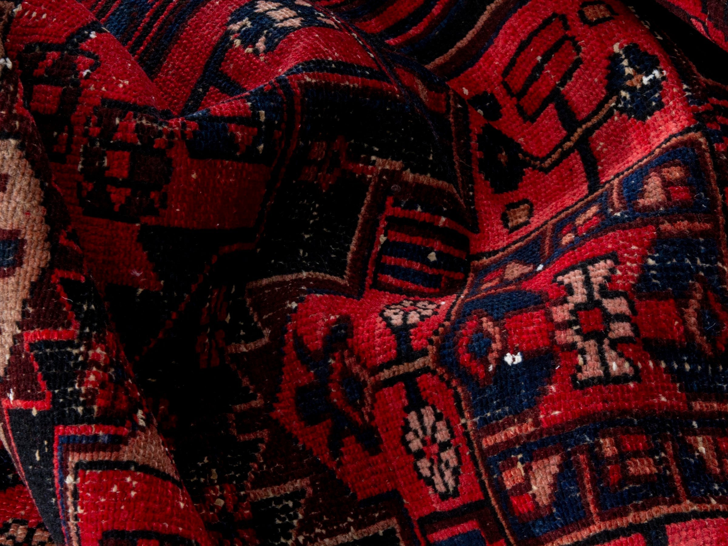 Persian Zanjan runner rug in deep red and burgundy, view 18 of 20