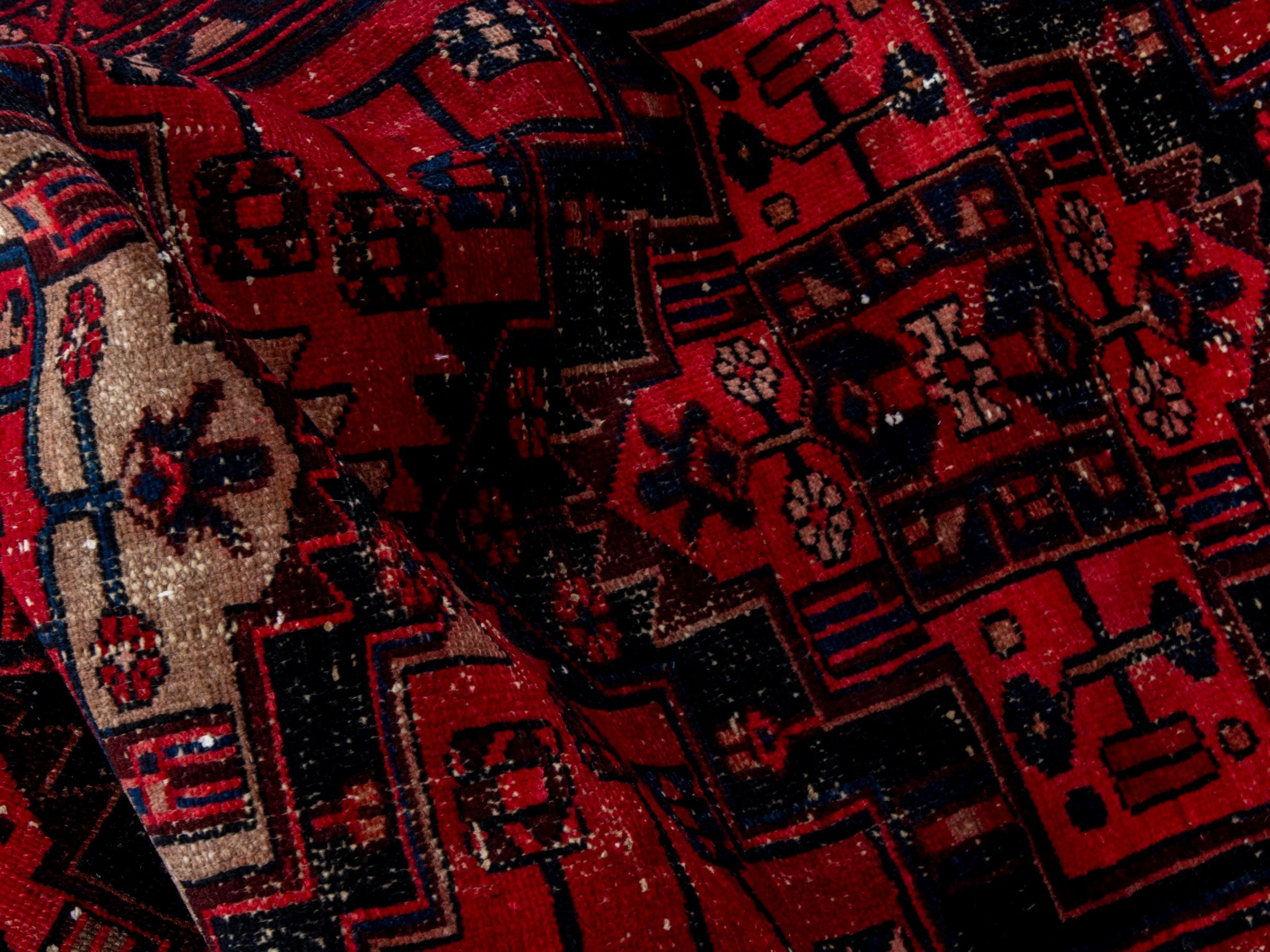 Persian Zanjan runner rug in deep red and burgundy, view 19 of 20