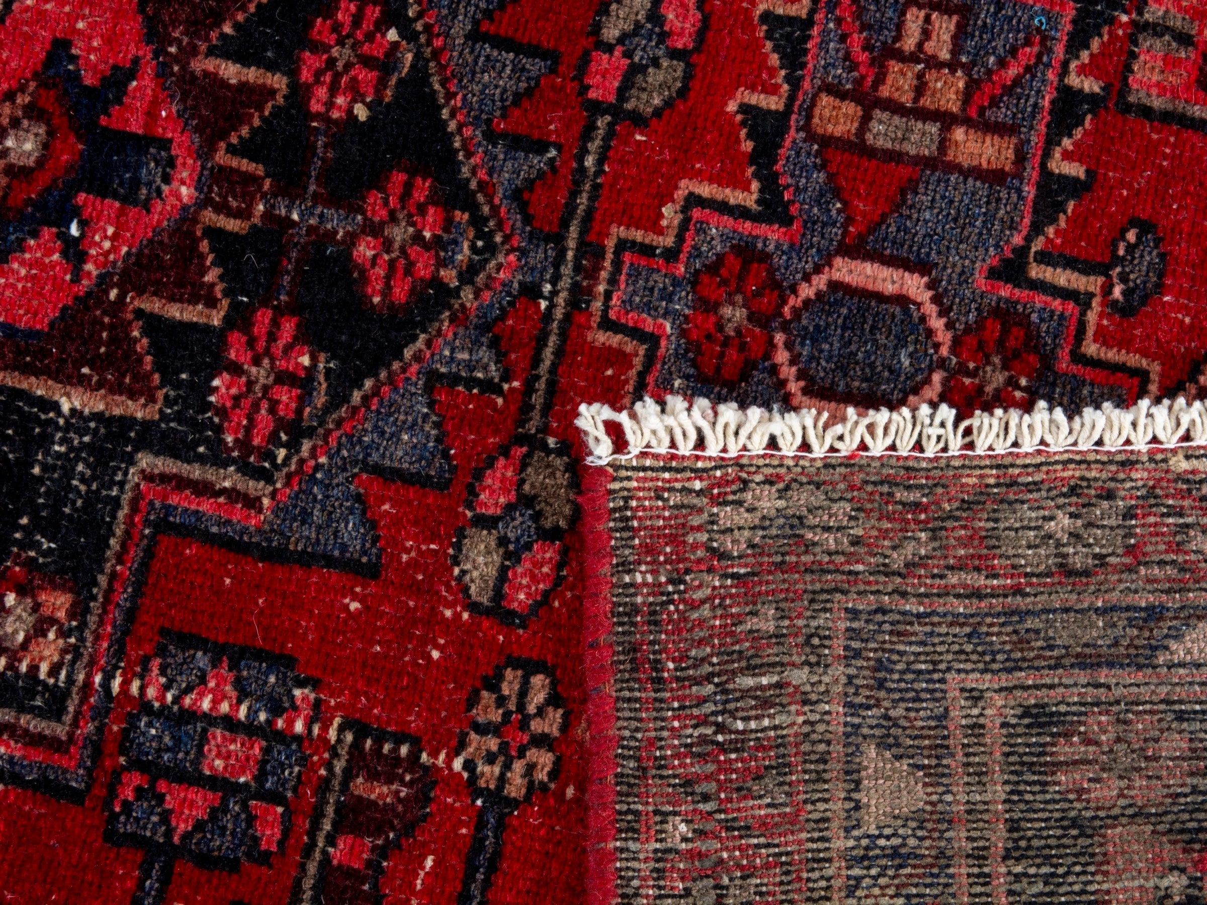 Persian Zanjan runner rug in deep red and burgundy, view 20 of 20
