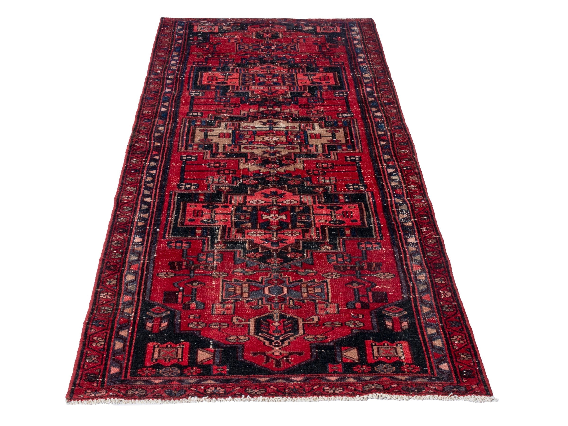 Persian Zanjan runner rug in deep red and burgundy, view 2 of 20
