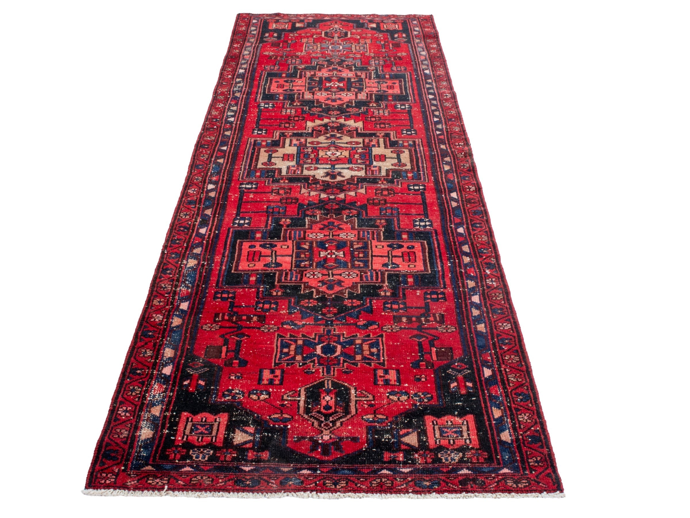 Persian Zanjan runner rug in deep red and burgundy, view 3 of 20