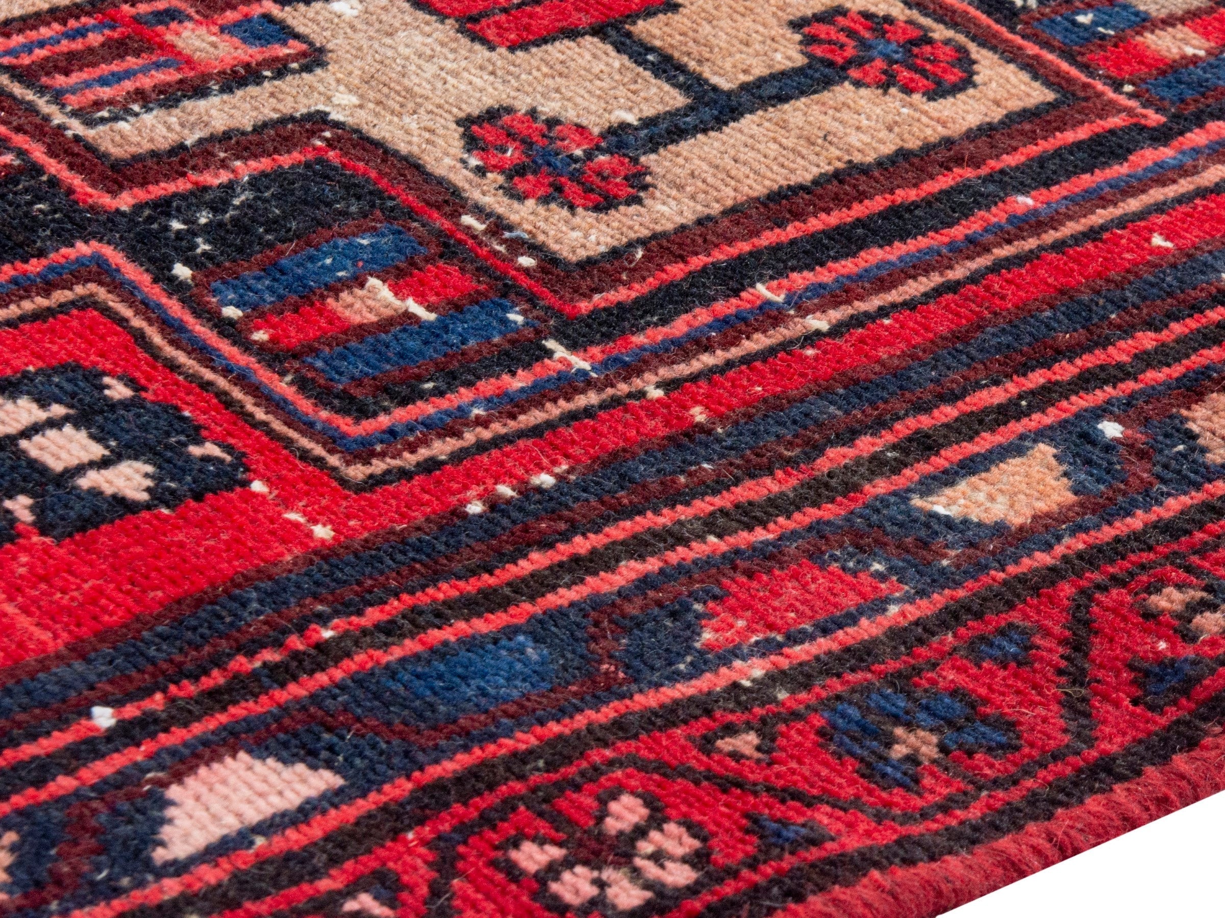 Persian Zanjan runner rug in deep red and burgundy, view 6 of 20