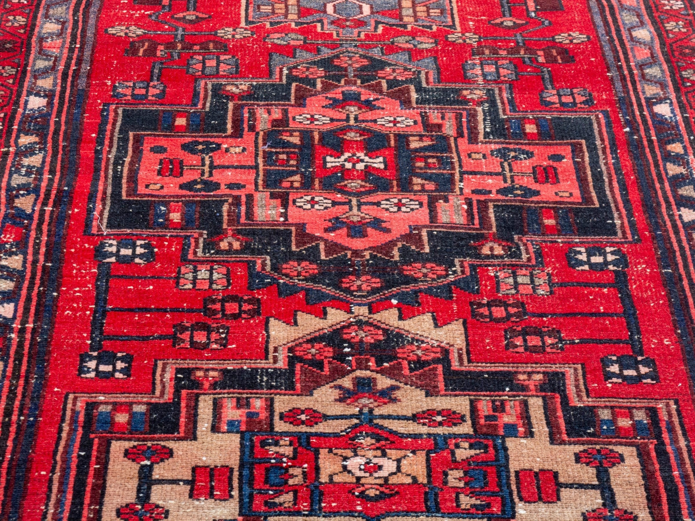 Persian Zanjan runner rug in deep red and burgundy, view 7 of 20