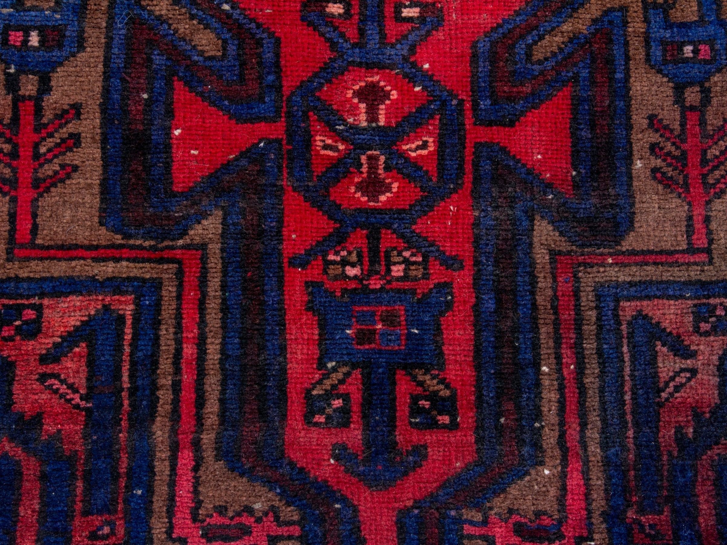 Persian Zanjan runner rug in deep red and dark blue, view 11 of 19