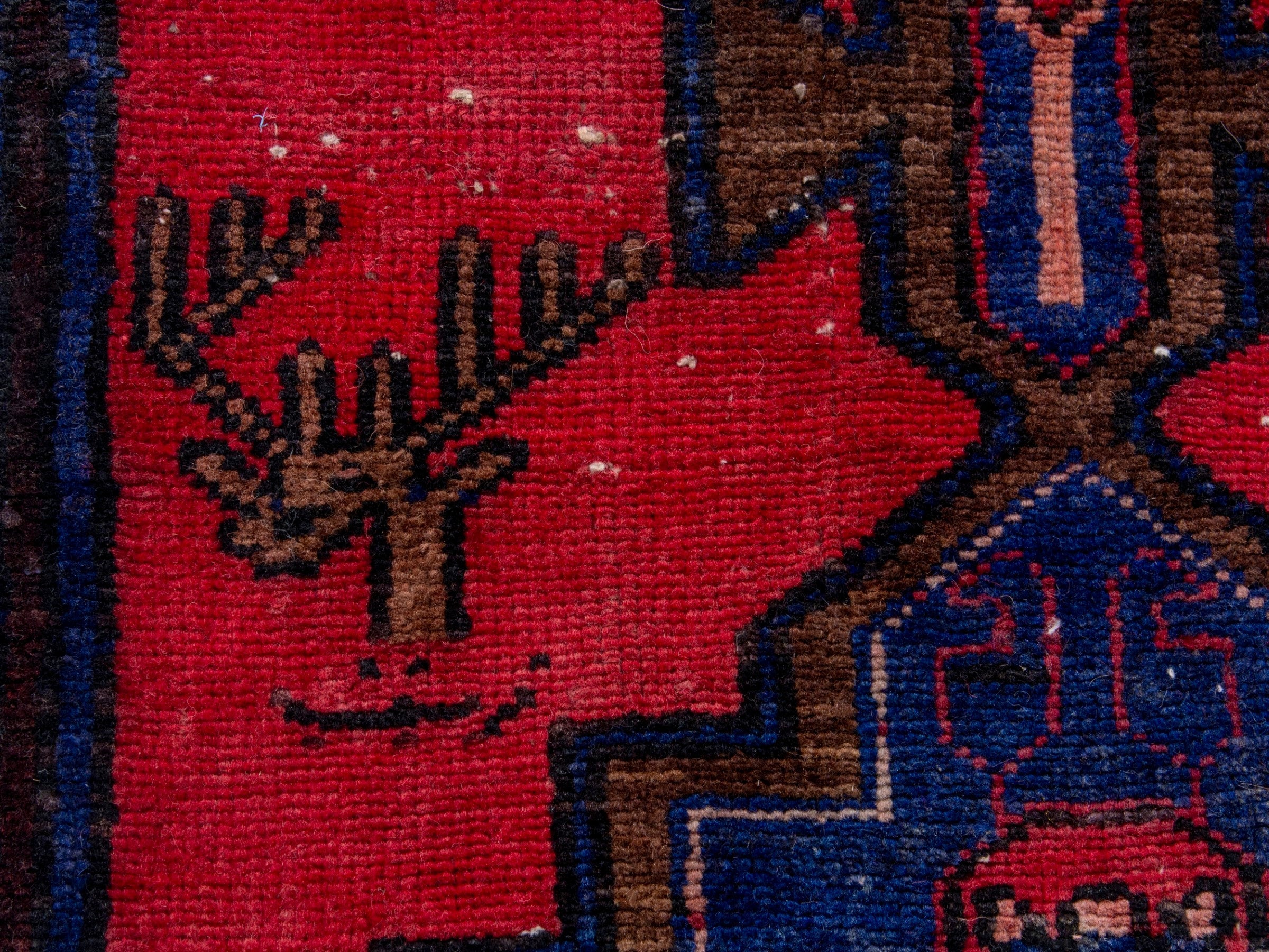 Persian Zanjan runner rug in deep red and dark blue, view 12 of 19