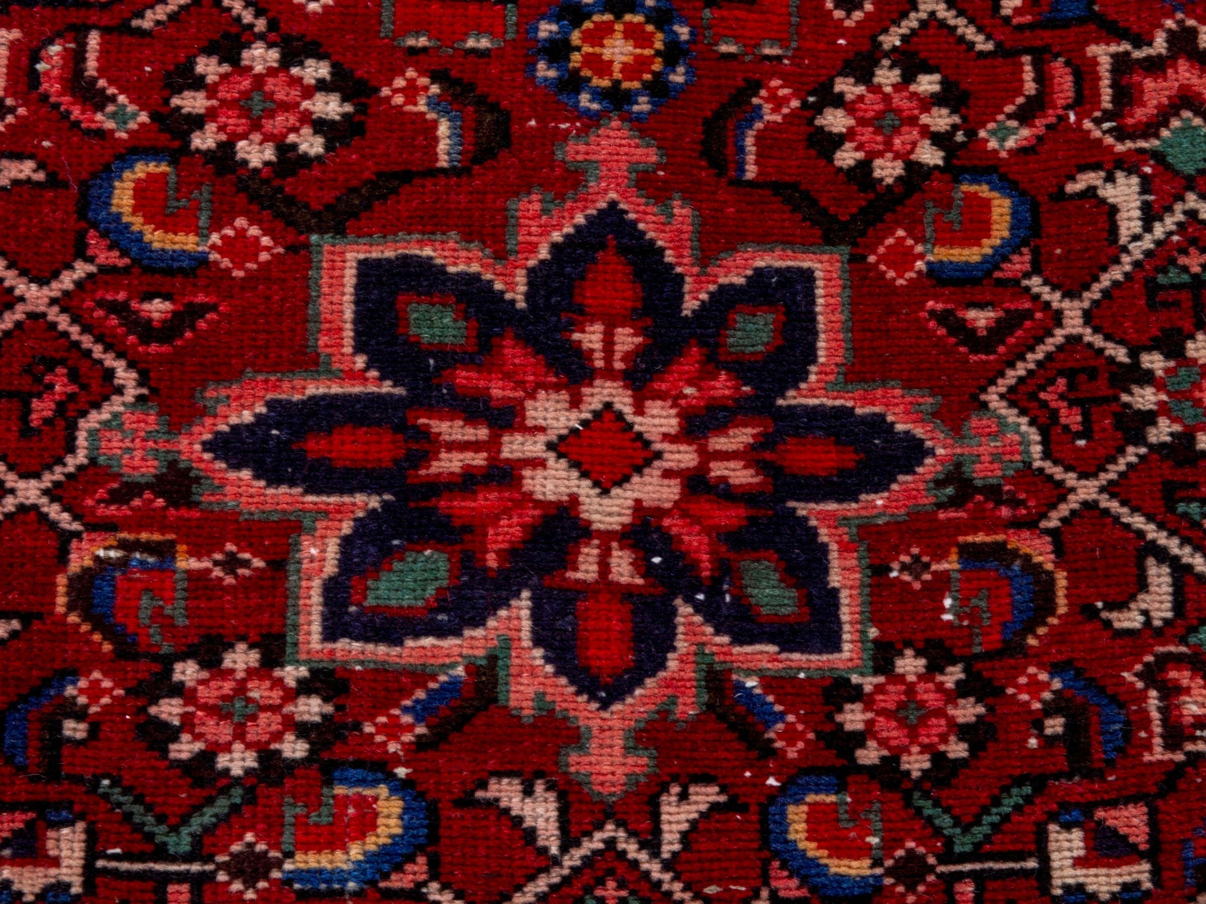 Persian Hamedan runner rug in burgundy and cream, view 12 of 18