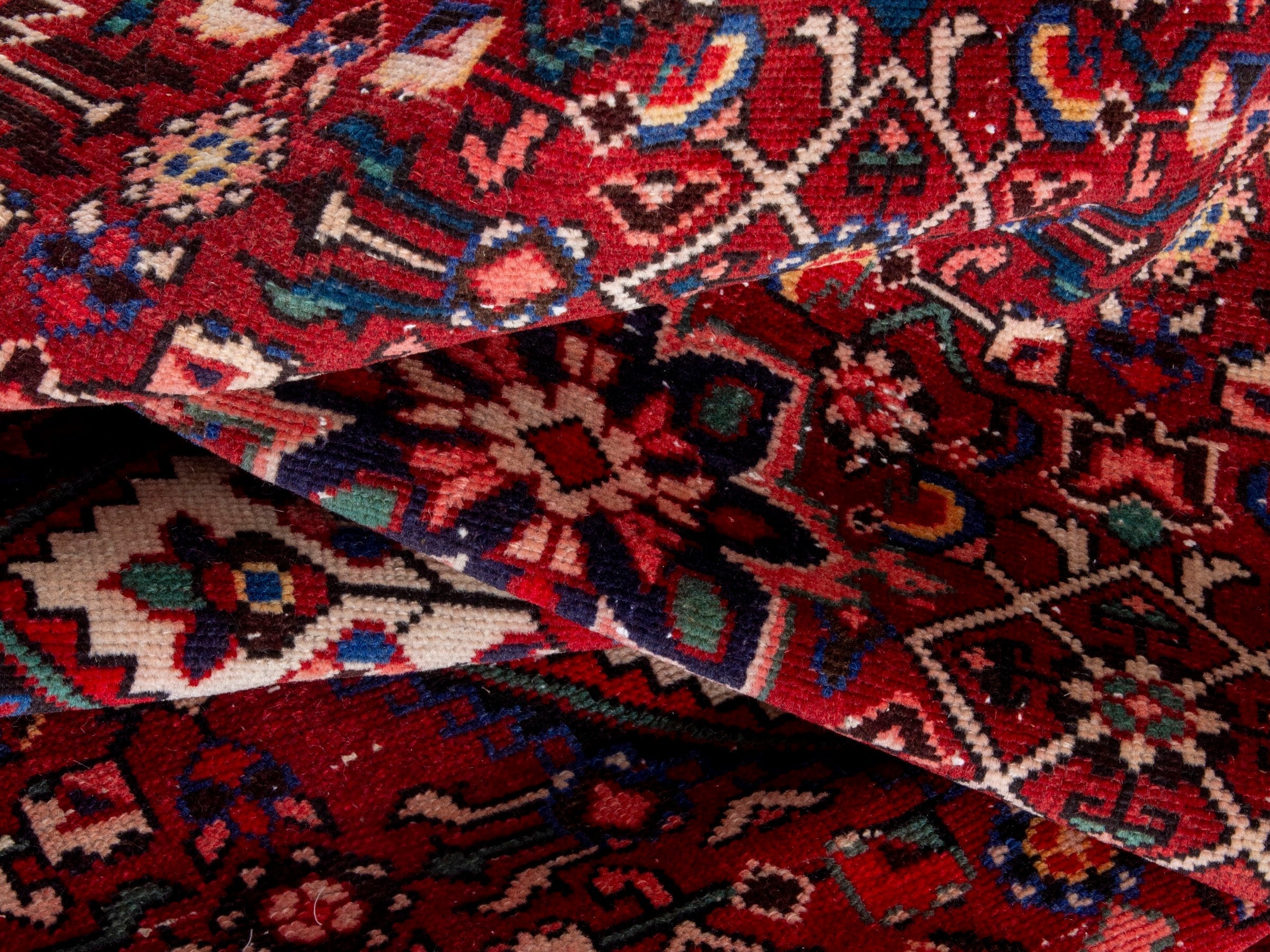 Persian Hamedan runner rug in burgundy and cream, view 15 of 18