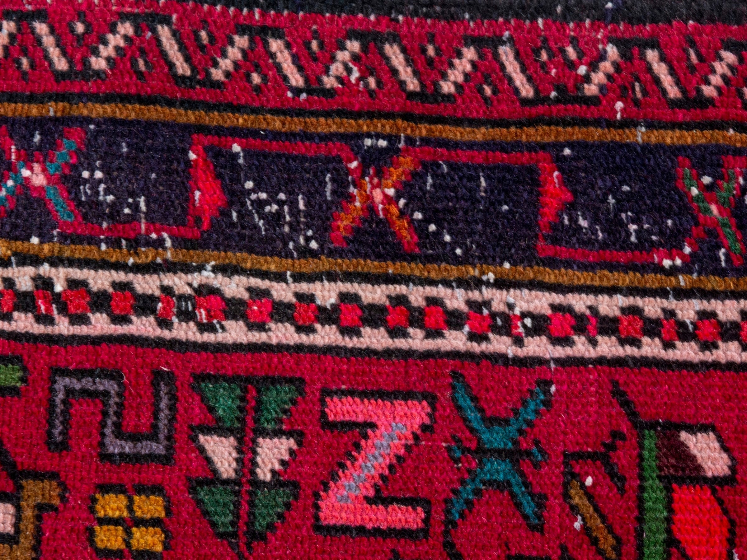 Persian Gharajeh runner rug in deep red and burgundy, view 13 of 20
