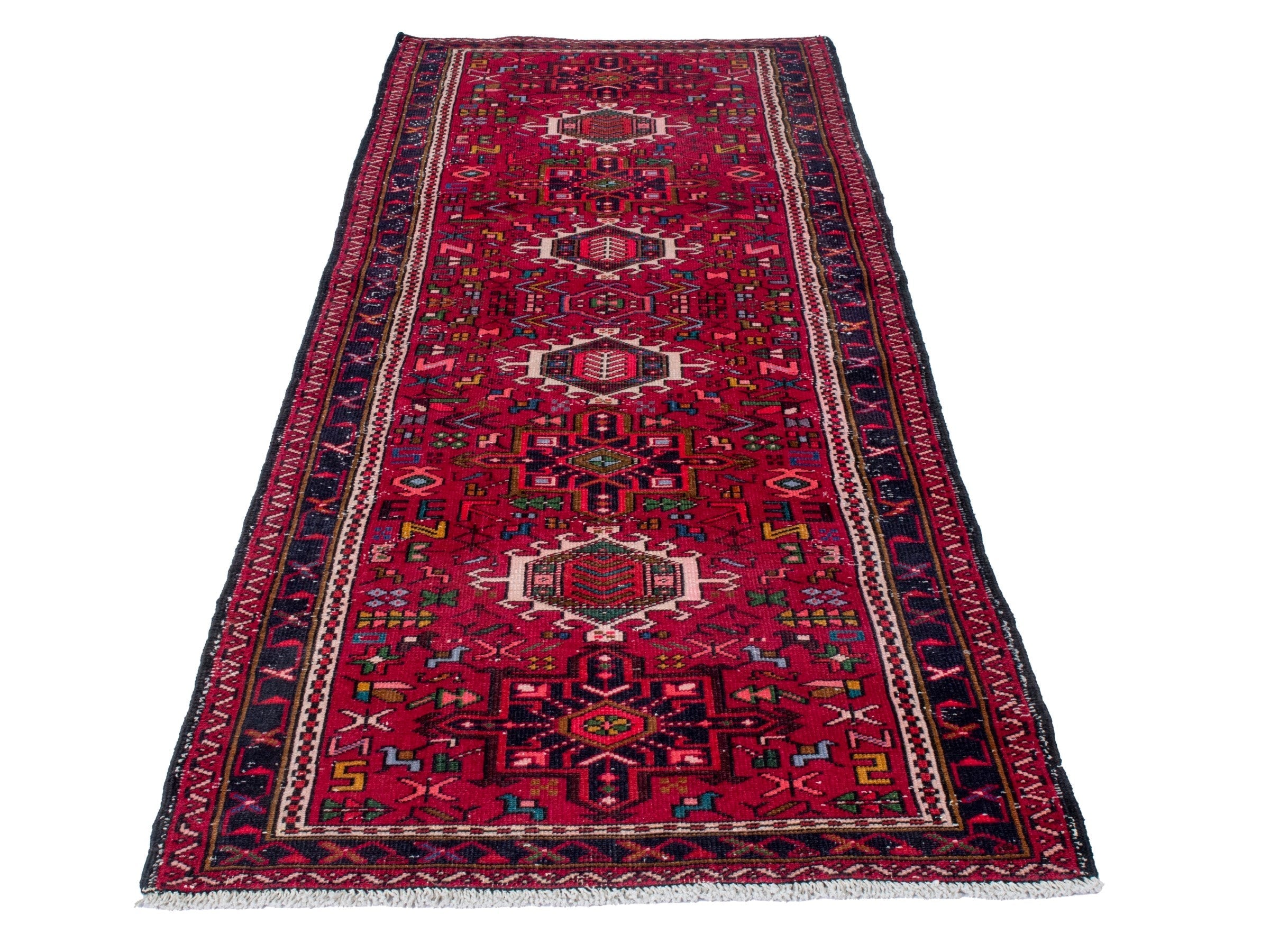 Persian Gharajeh runner rug in deep red and burgundy, view 2 of 20