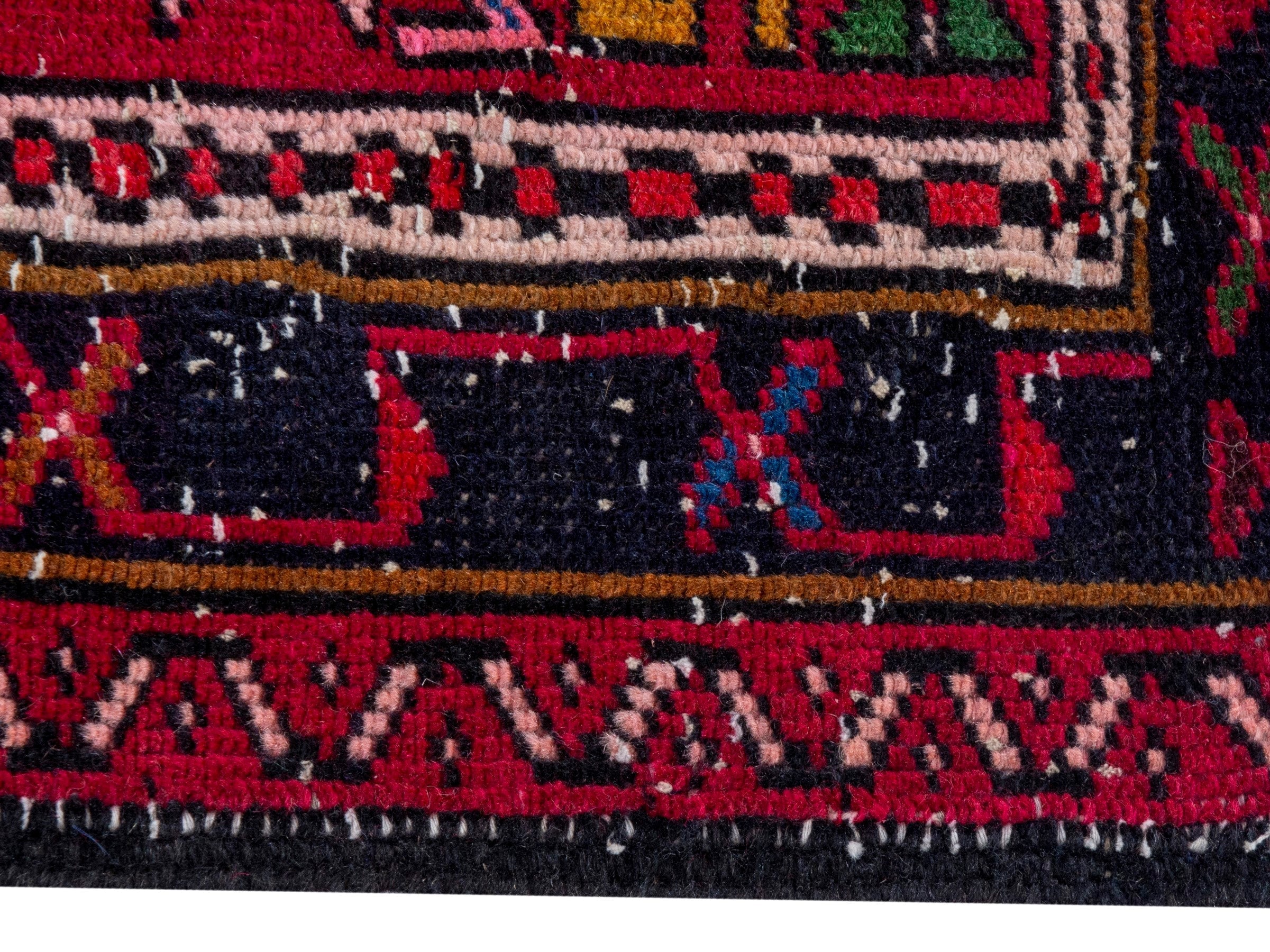 Persian Gharajeh runner rug in deep red and burgundy, view 10 of 20