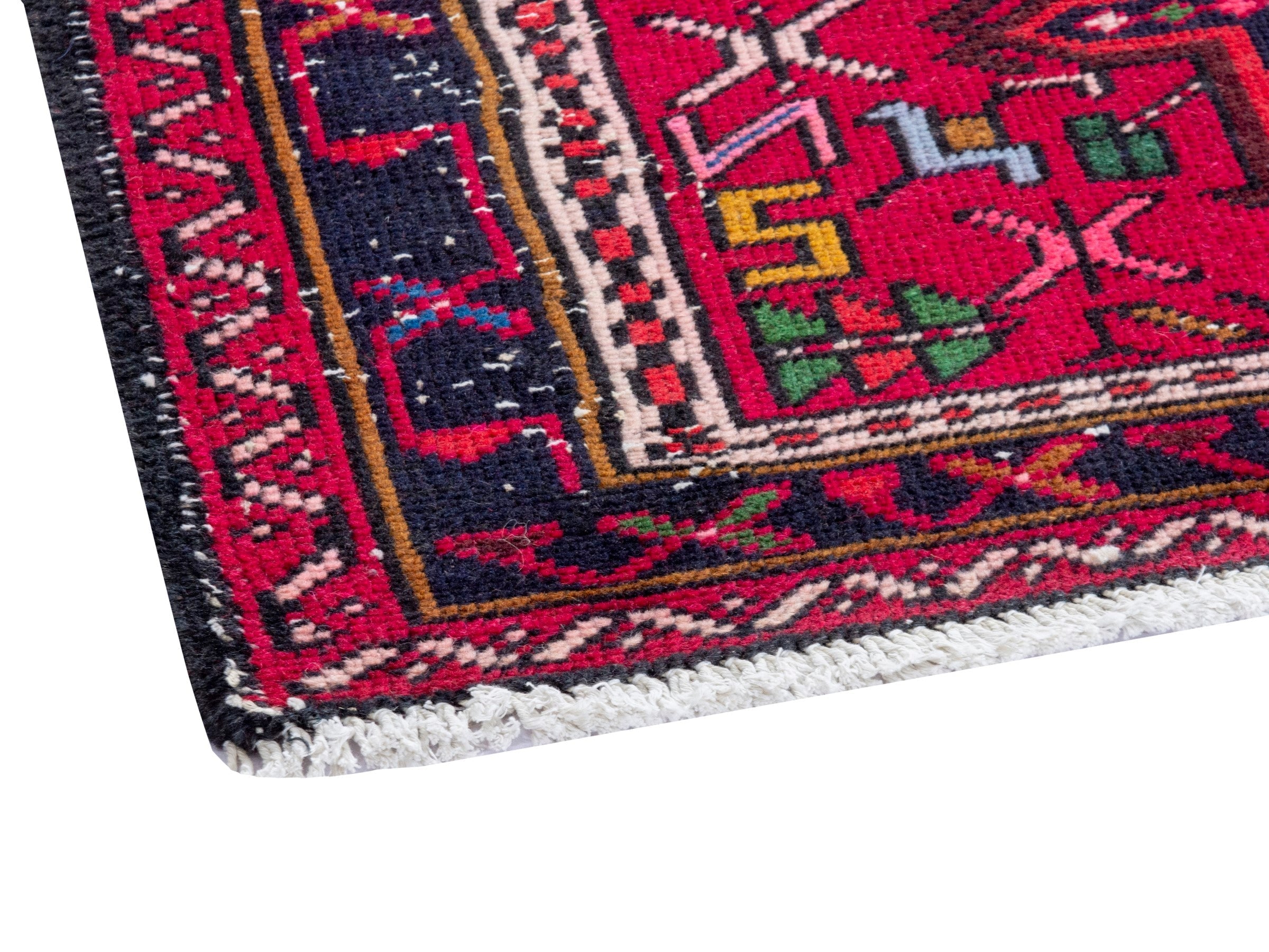 Persian Gharajeh runner rug in deep red and burgundy, view 5 of 20