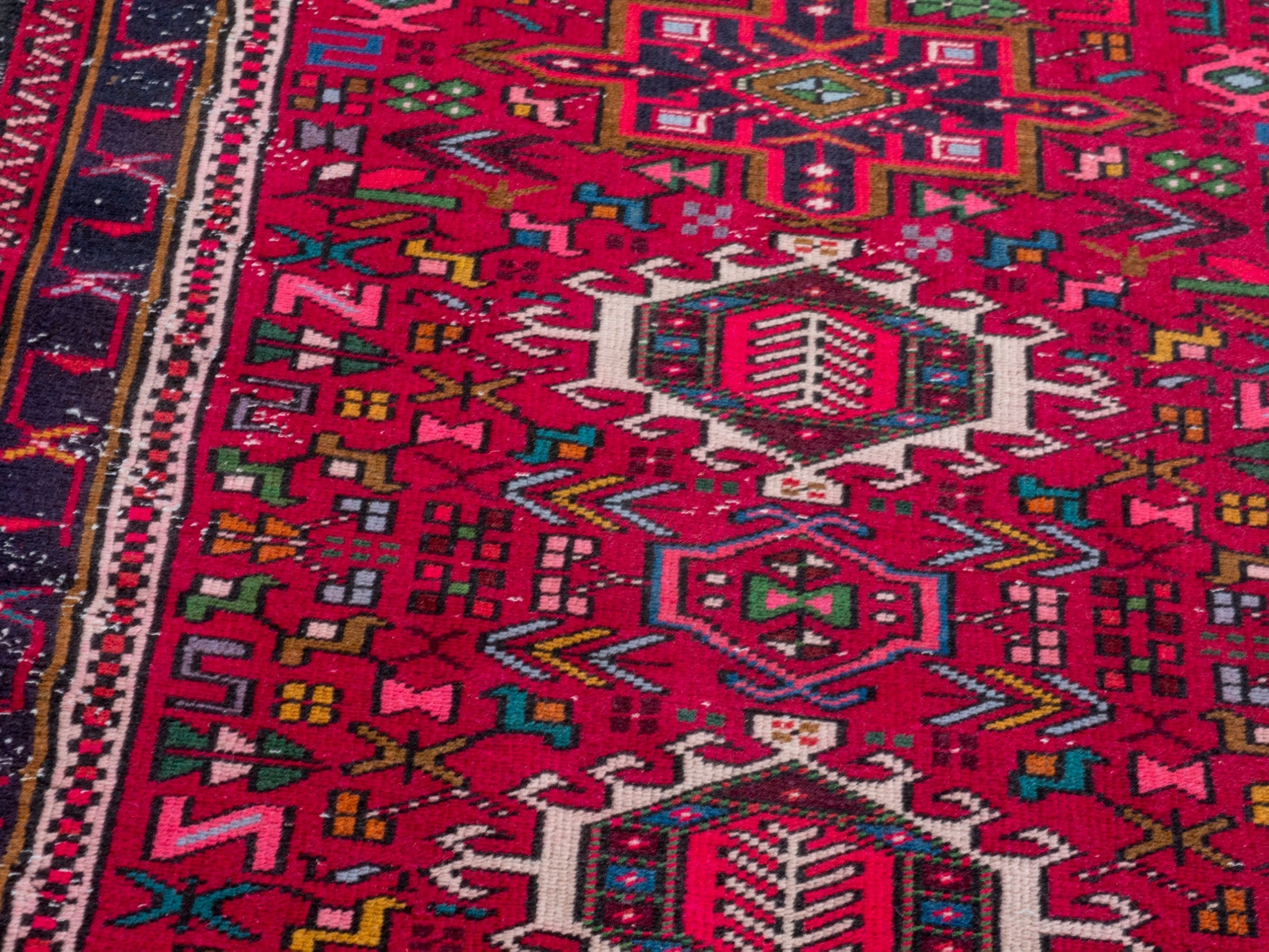 Persian Gharajeh runner rug in deep red and burgundy, view 9 of 20