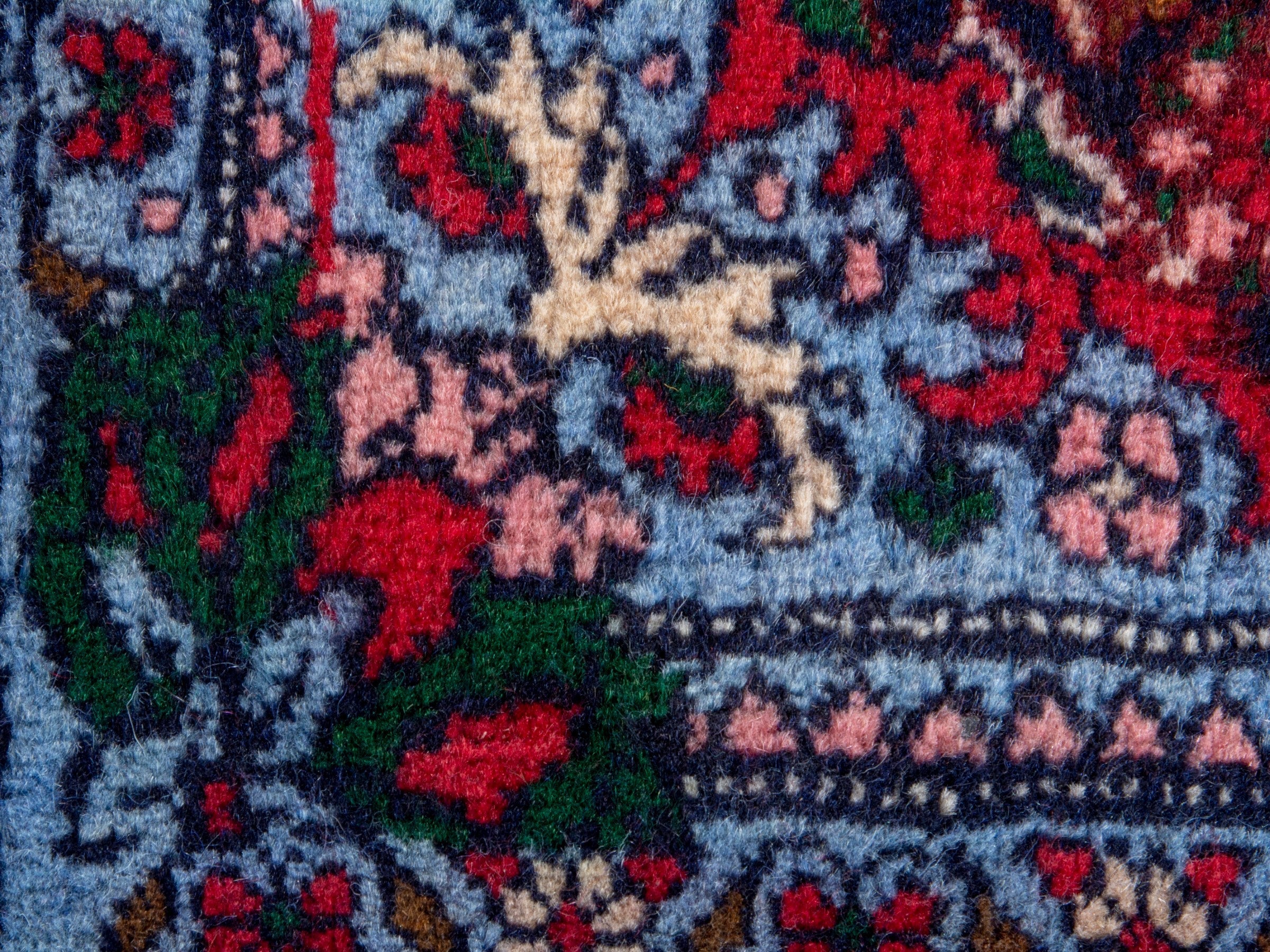 Persian Sanandaj runner rug in burgundy and cream, view 11 of 20