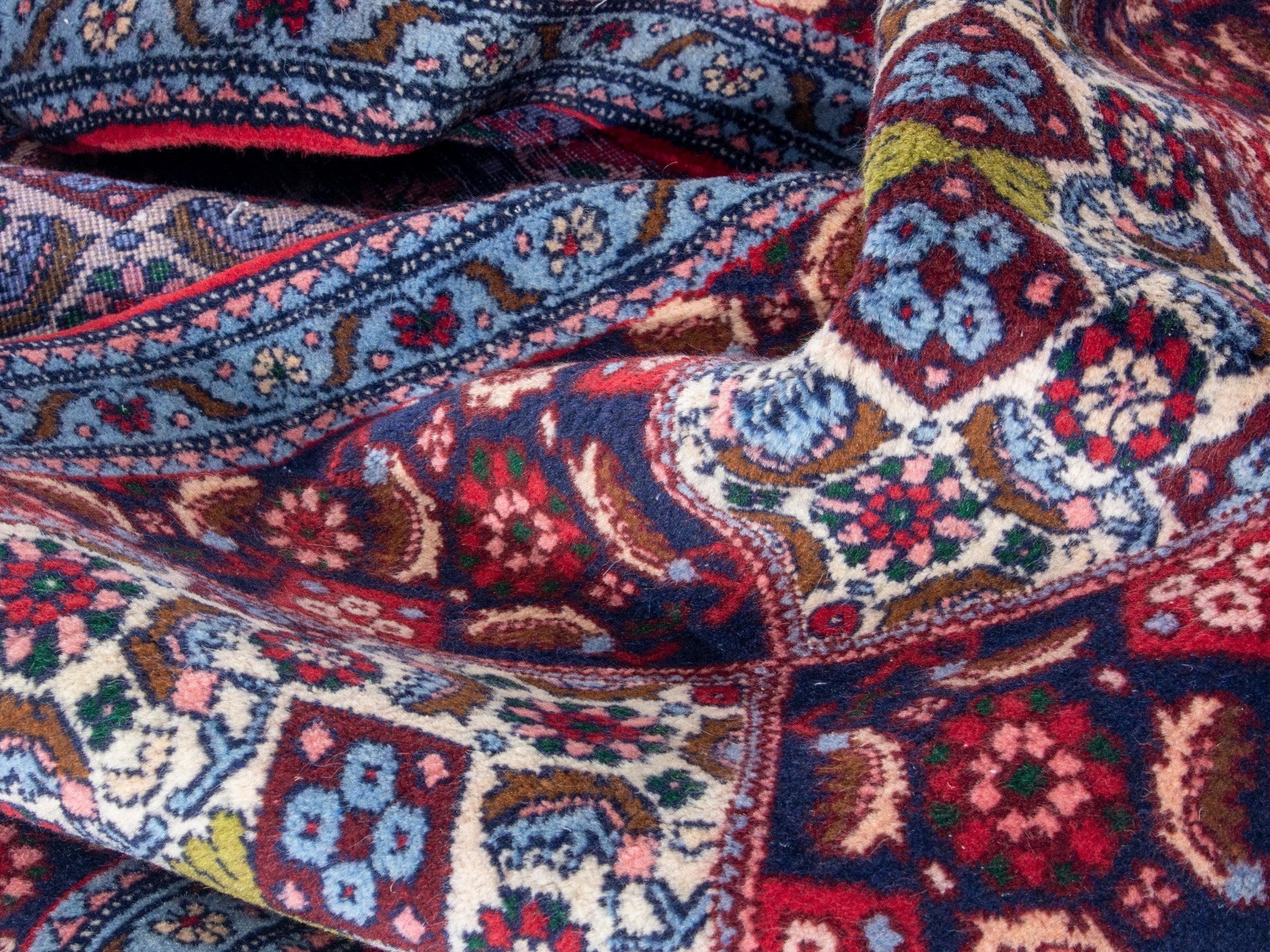 Persian Sanandaj runner rug in burgundy and cream, view 17 of 20