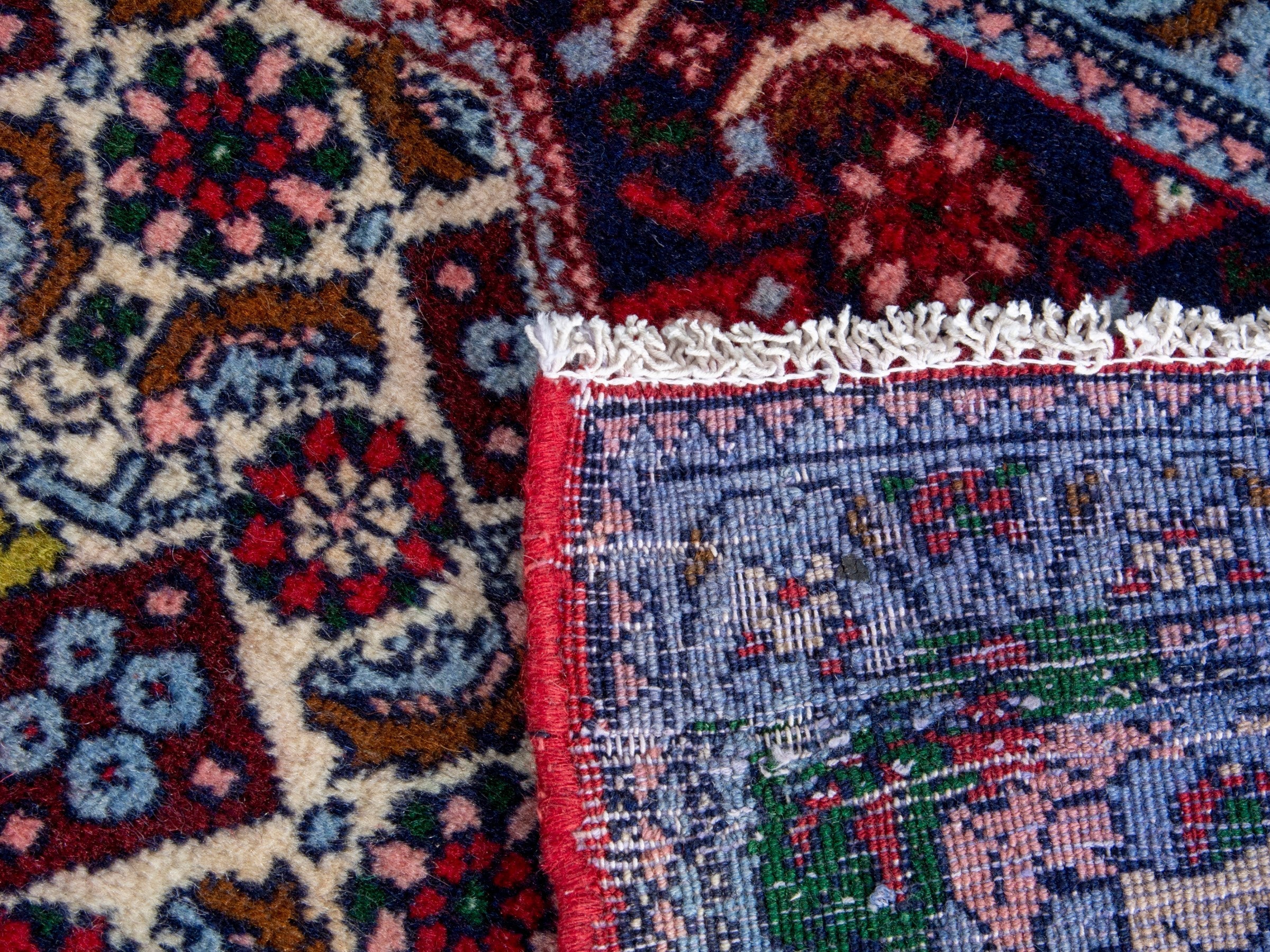 Persian Sanandaj runner rug in burgundy and cream, view 20 of 20