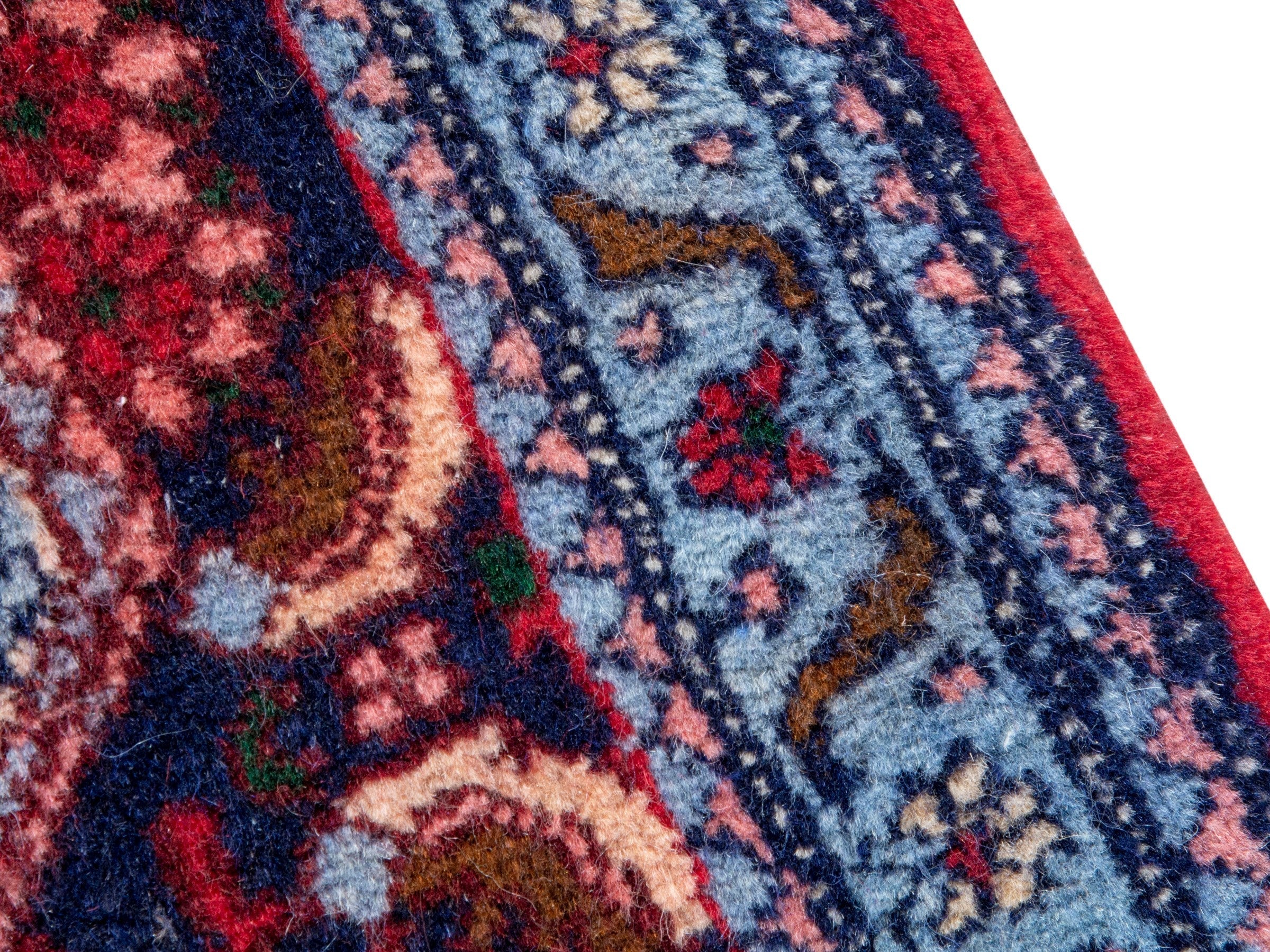 Persian Sanandaj runner rug in burgundy and cream, view 9 of 20