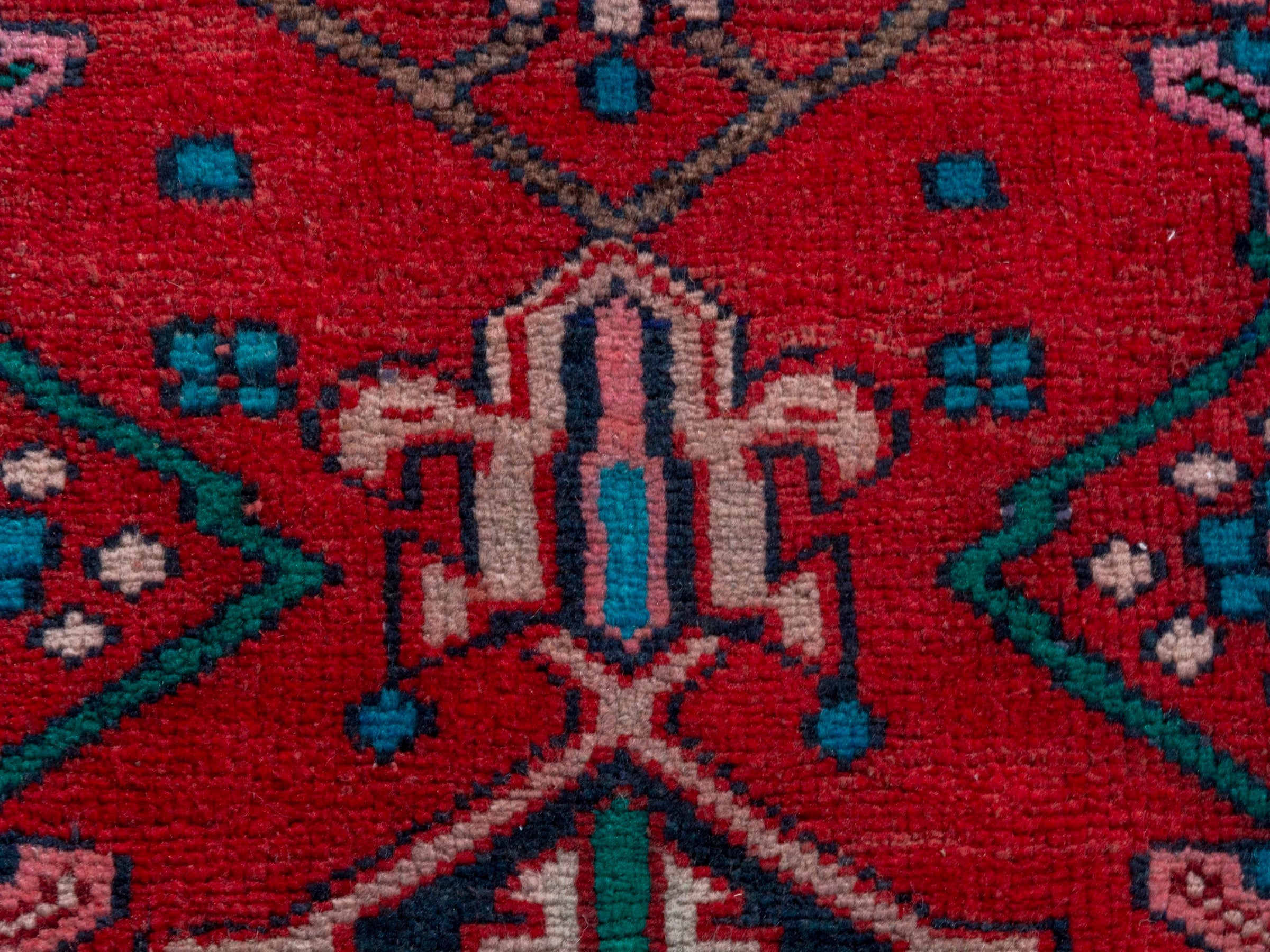 Persian Zanjan runner rug in deep red and dark blue, view 13 of 18
