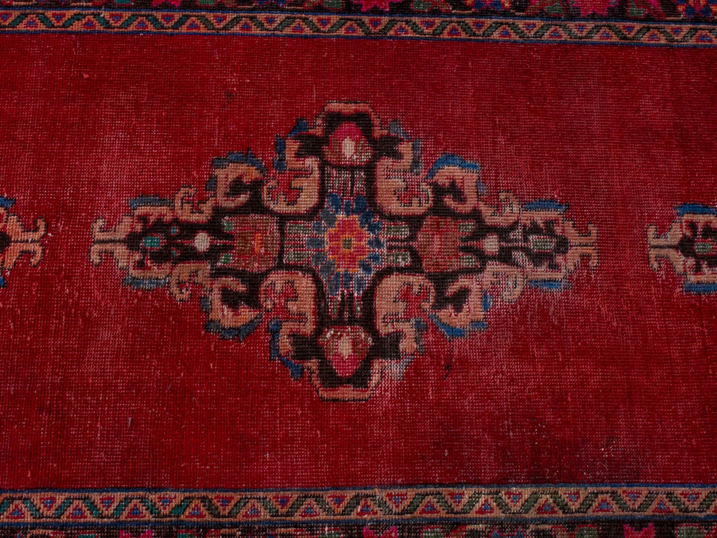 Persian Ferdos runner rug in deep red and burgundy, view 8 of 18
