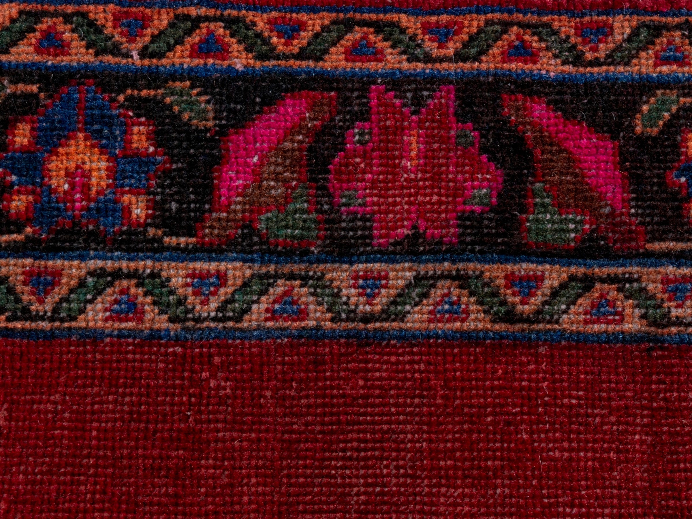 Persian Ferdos runner rug in deep red and burgundy, view 11 of 18