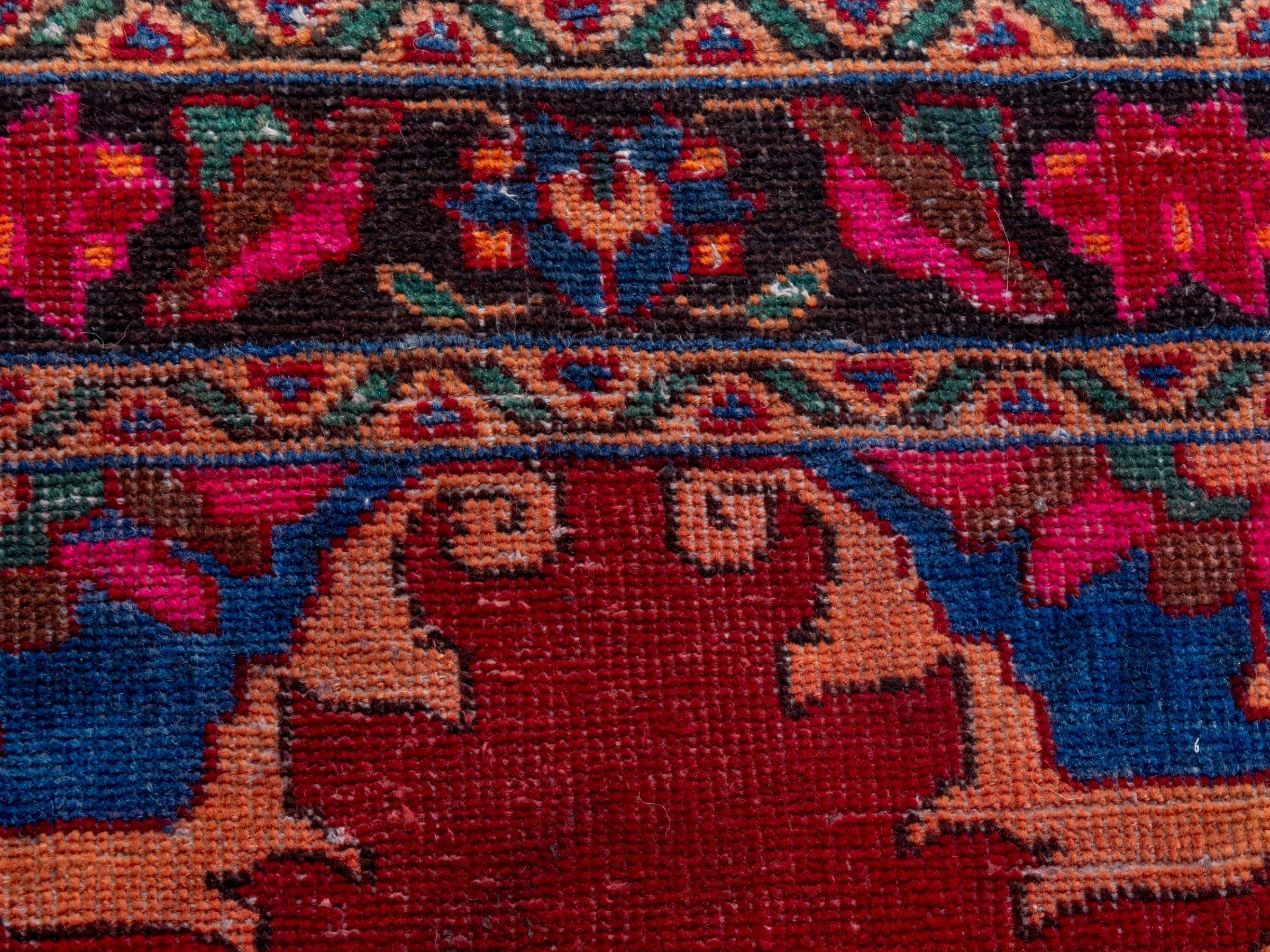 Persian Ferdos runner rug in deep red and burgundy, view 12 of 18