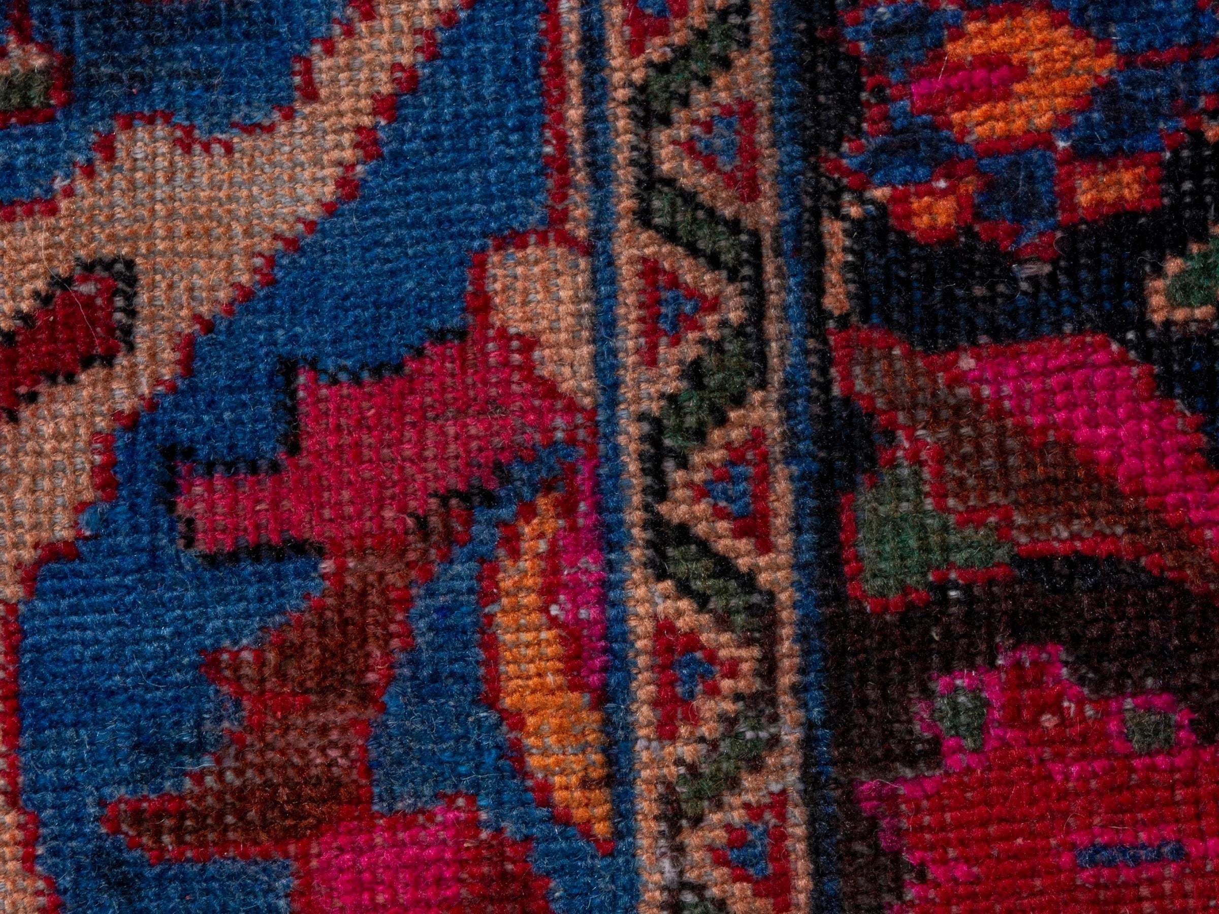 Persian Ferdos runner rug in deep red and burgundy, view 13 of 18