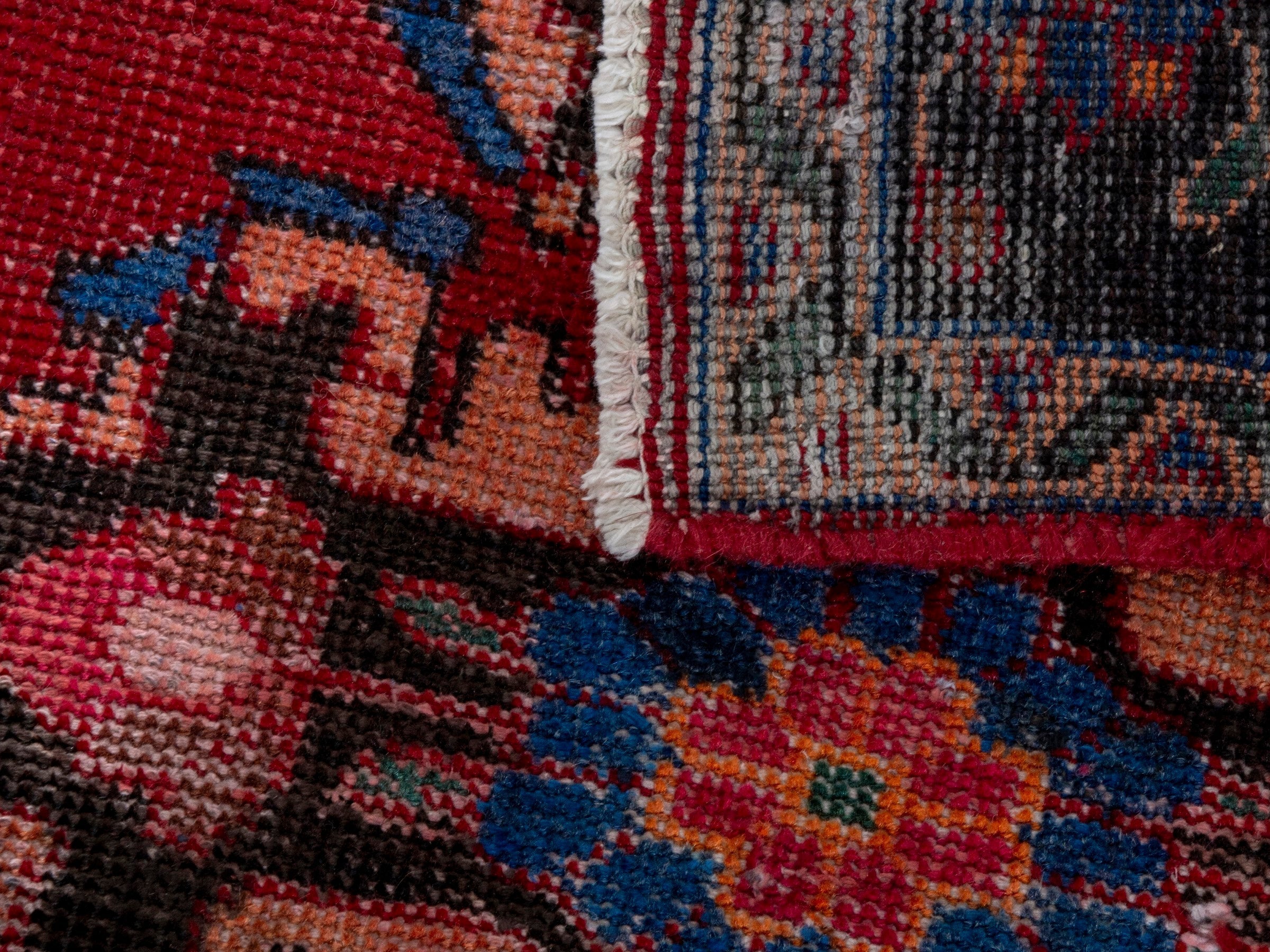 Persian Ferdos runner rug in deep red and burgundy, view 18 of 18