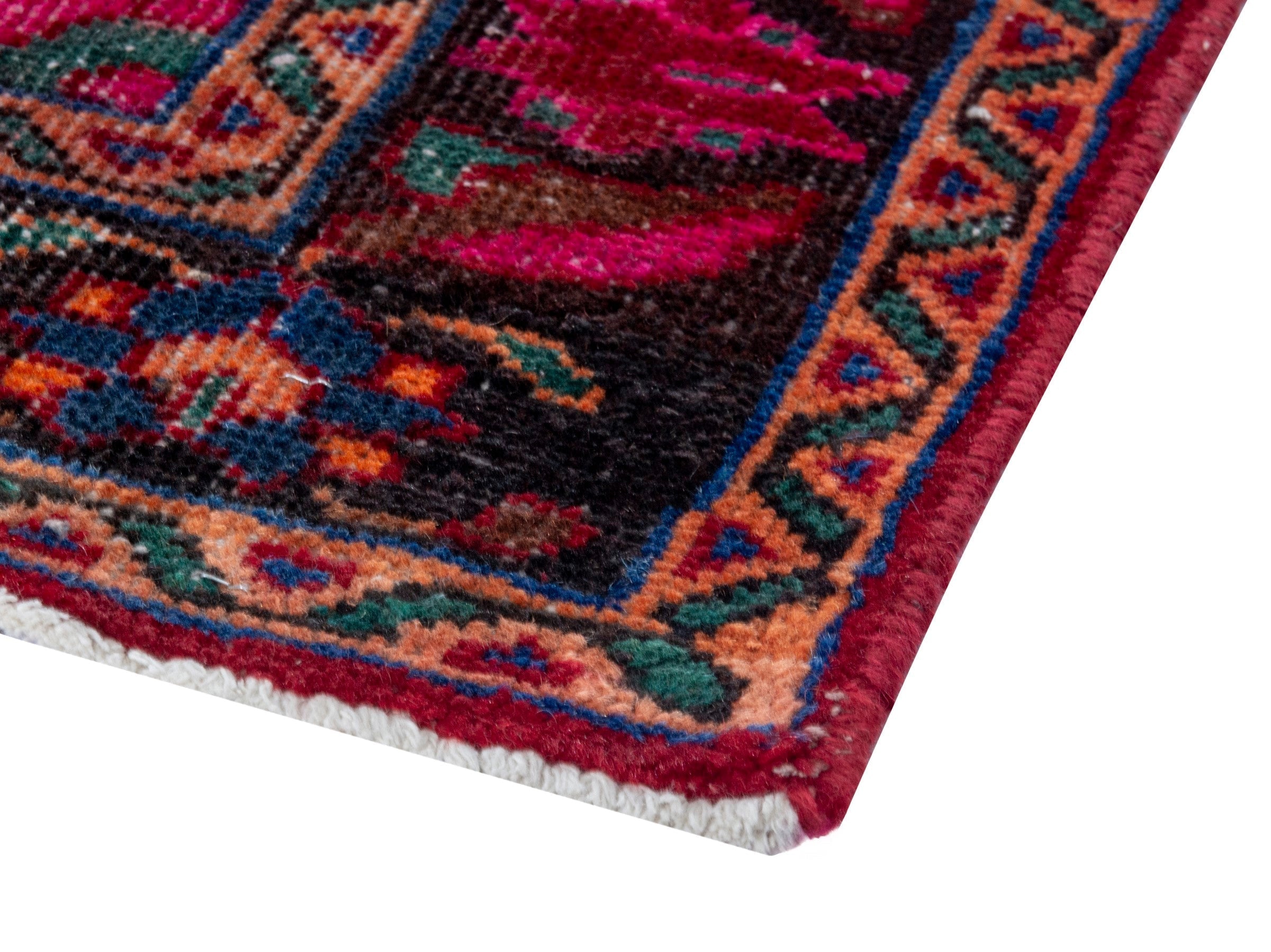 Persian Ferdos runner rug in deep red and burgundy, view 5 of 18