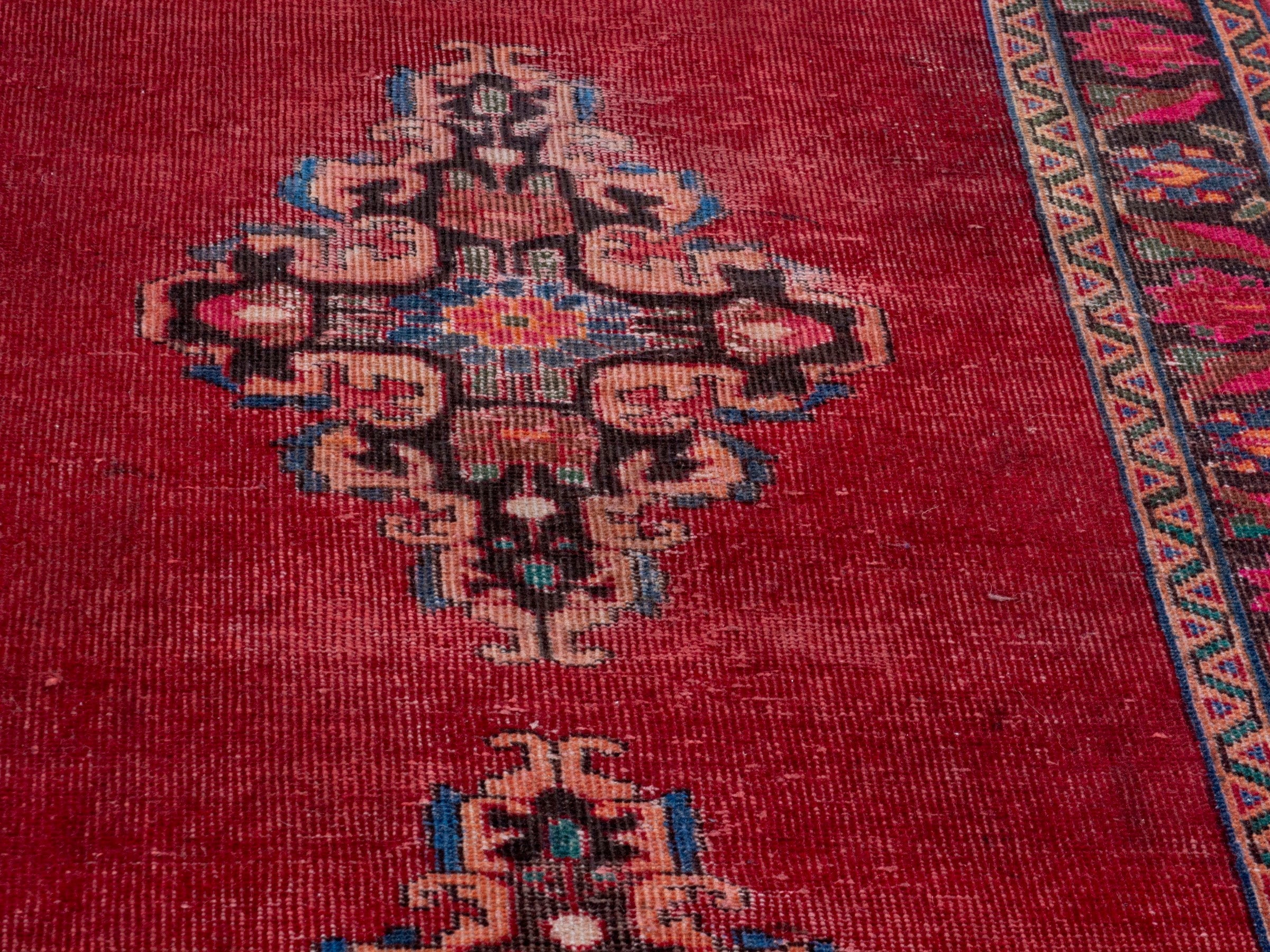 Persian Ferdos runner rug in deep red and burgundy, view 9 of 18